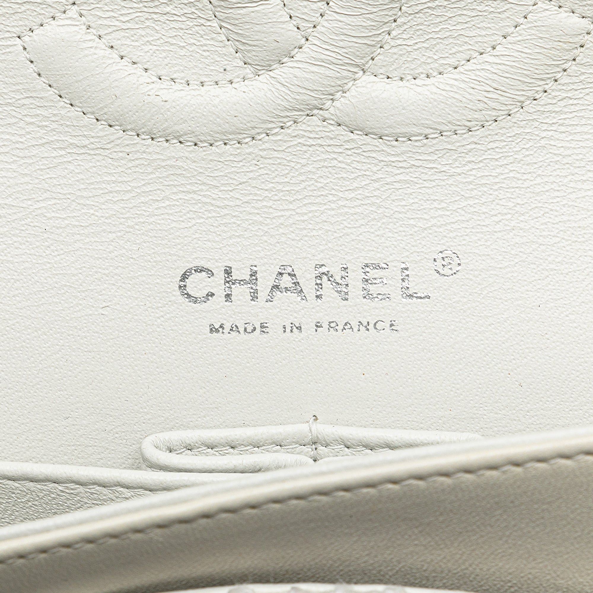 Chanel Chanel Medium Classic Tweed Double Flap White Size ONE SIZE - 5 Thumbnail