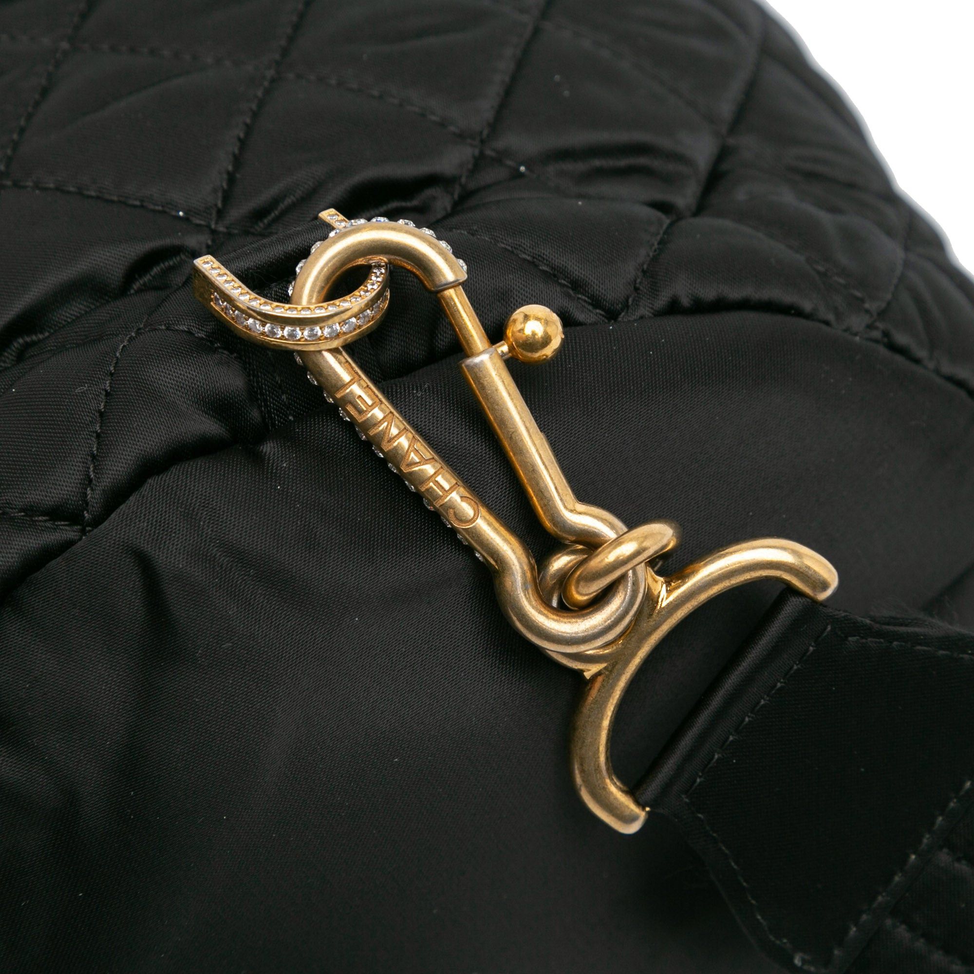 Chanel Chanel Quilted Nylon Crystal CC Drawstring Sling Bag Black Size ONE SIZE - 9 Thumbnail