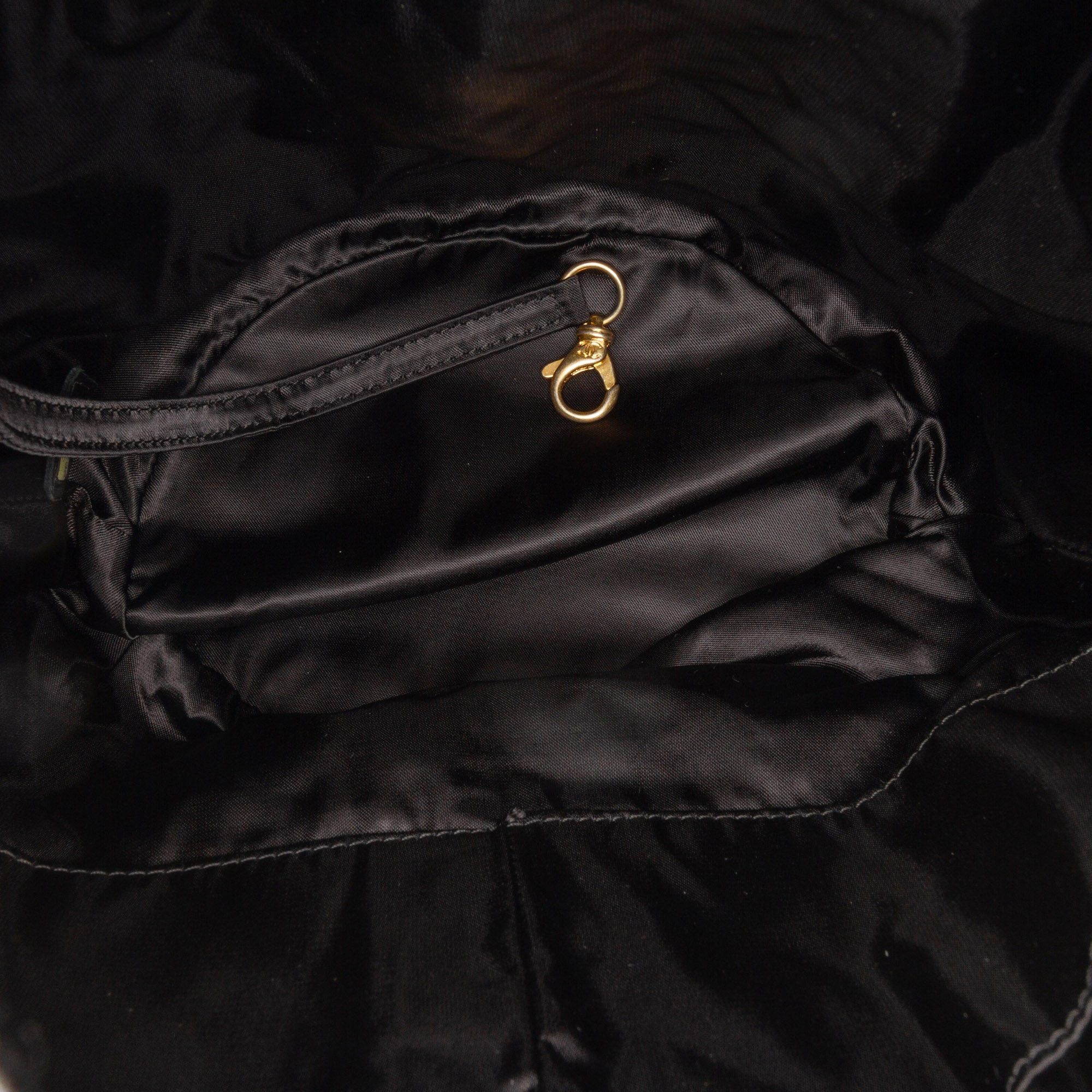 Chanel Chanel Quilted Nylon Crystal CC Drawstring Sling Bag Black Size ONE SIZE - 4 Thumbnail