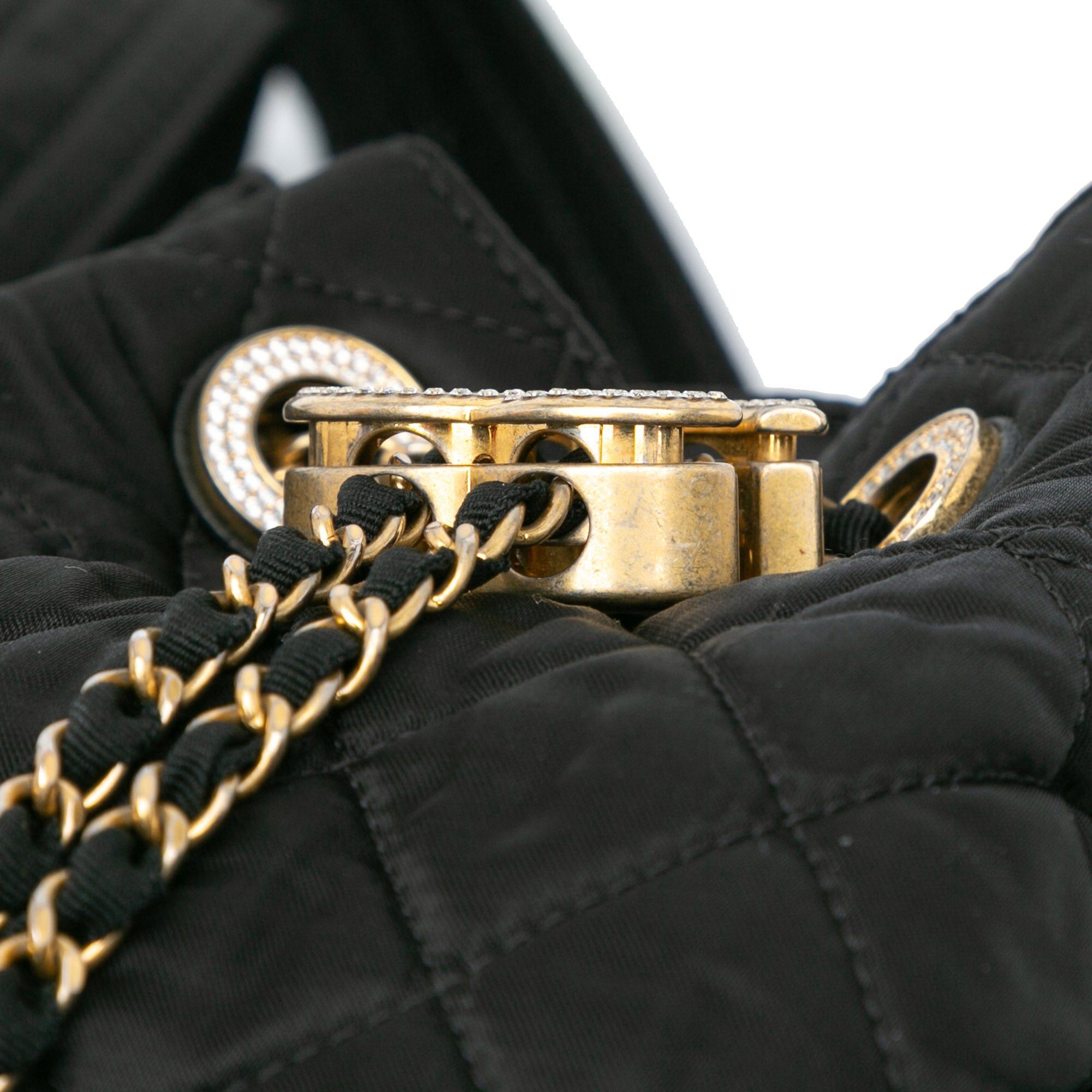 Chanel Chanel Quilted Nylon Crystal CC Drawstring Sling Bag Black Size ONE SIZE - 8 Thumbnail