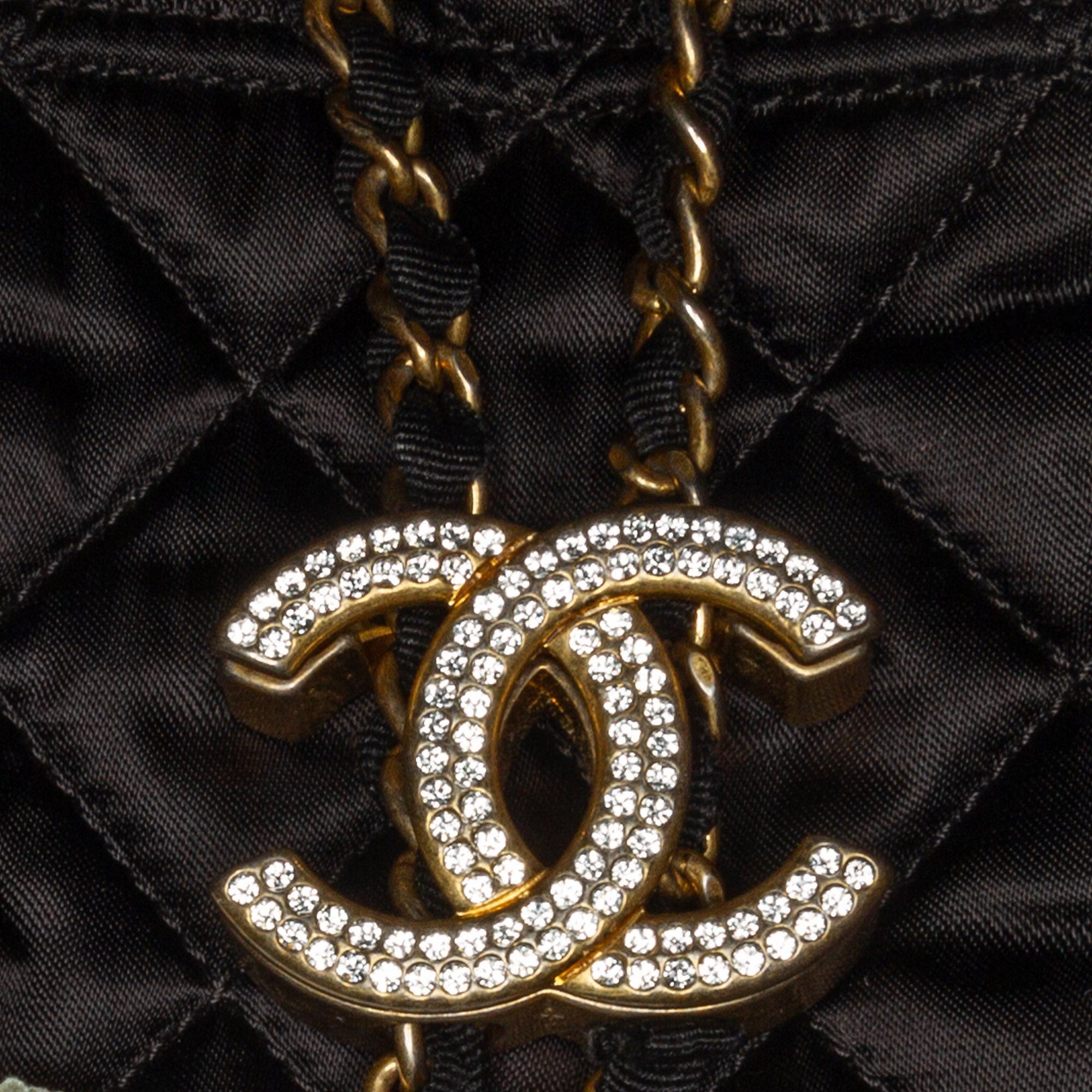Chanel Chanel Quilted Nylon Crystal CC Drawstring Sling Bag Black Size ONE SIZE - 10 Thumbnail