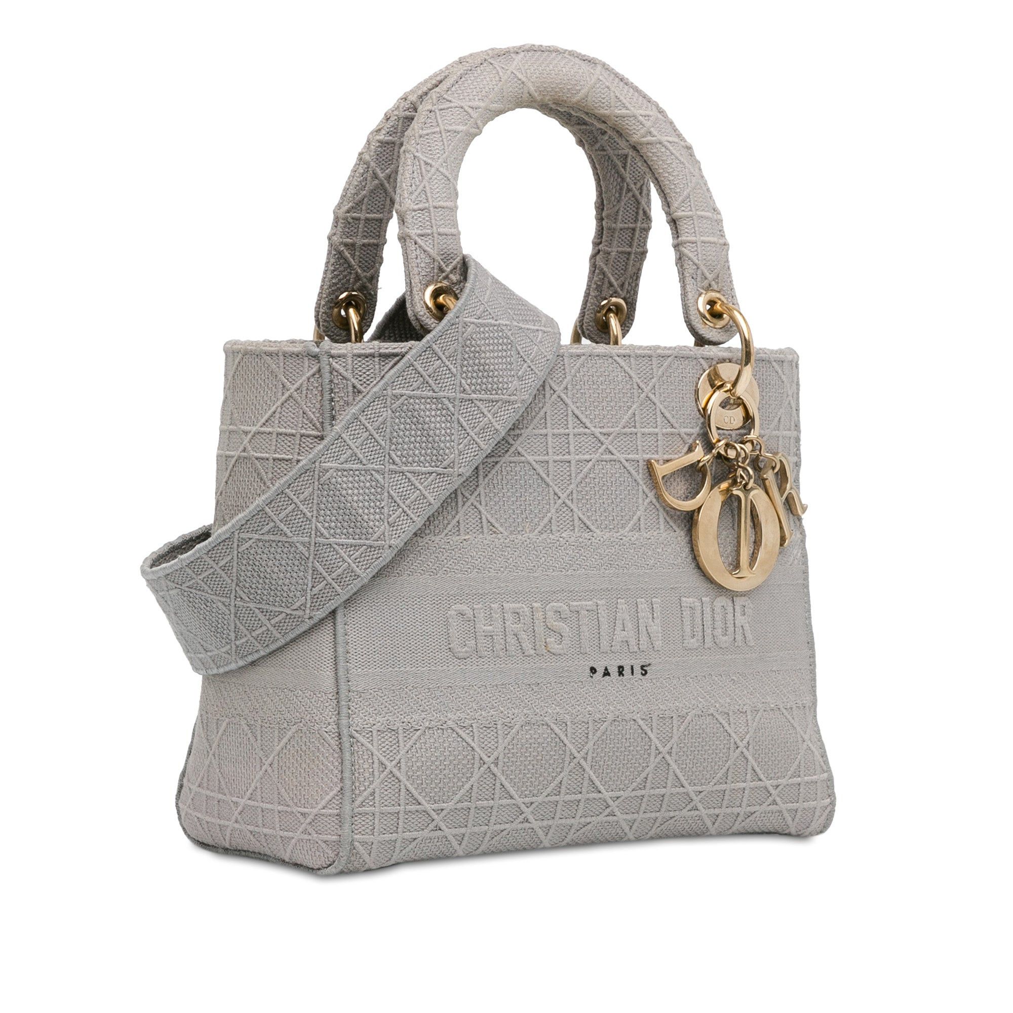Dior Dior Medium Canvas Cannage Lady D Lite Gray Size ONE SIZE - 2 Thumbnail