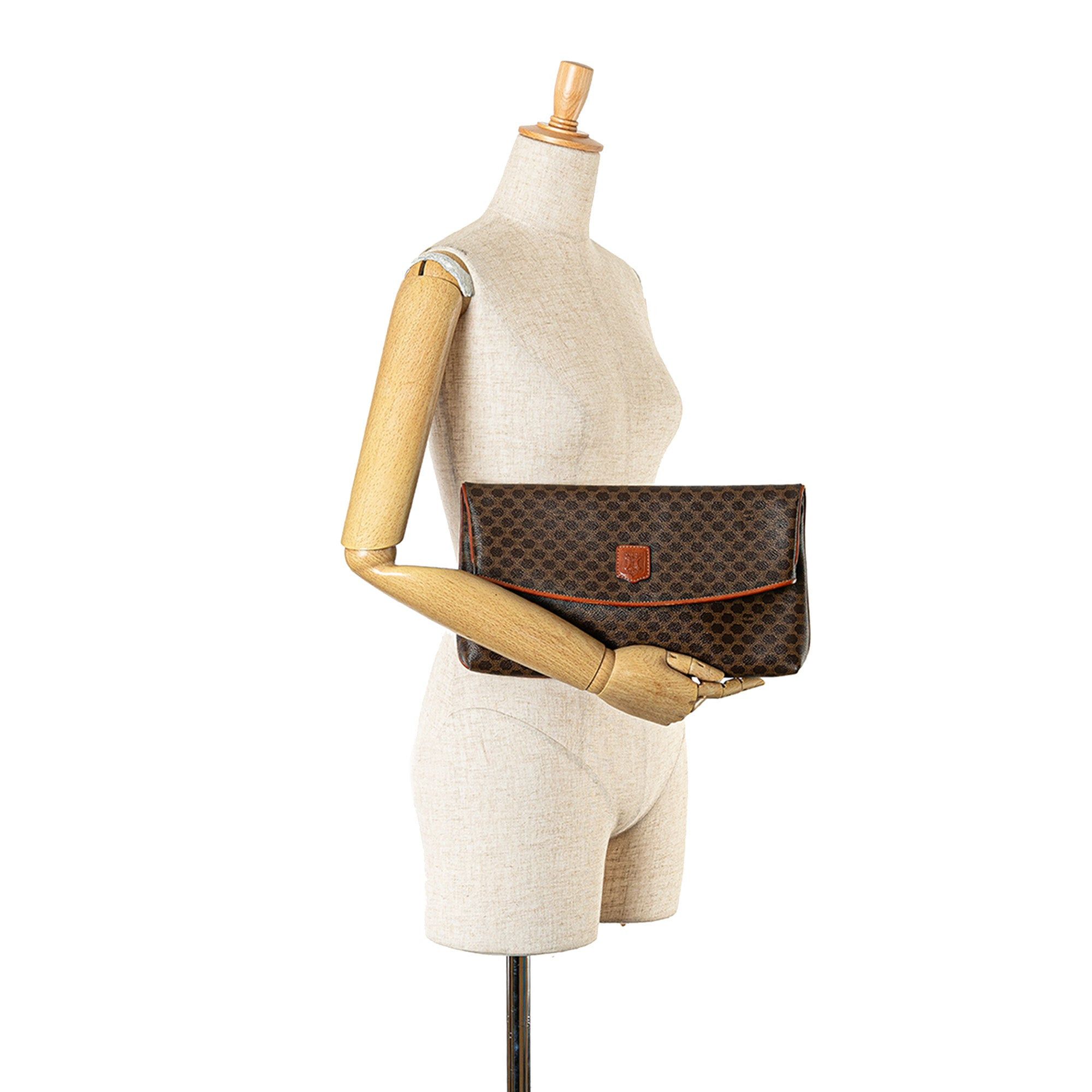 Celine Celine Macadam Coated Canvas Clutch Brown Size ONE SIZE - 6 Thumbnail