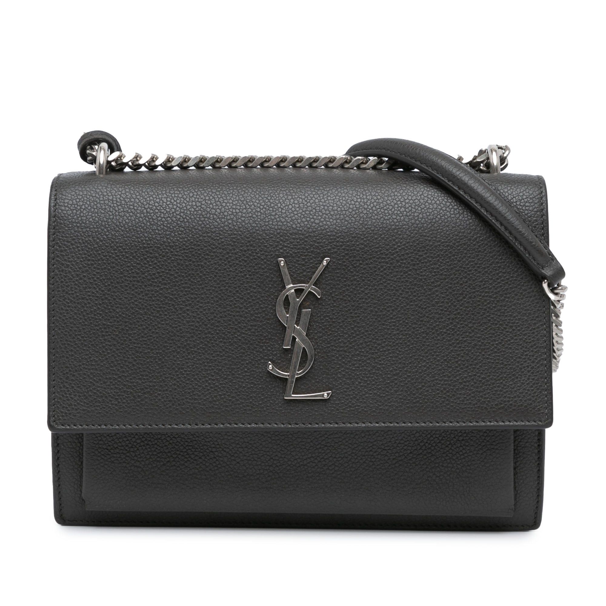 Saint Laurent Paris Saint Laurent Medium Grained Calfskin Monogram Sunset Crossbody Gray Size ONE SIZE - 2 Thumbnail