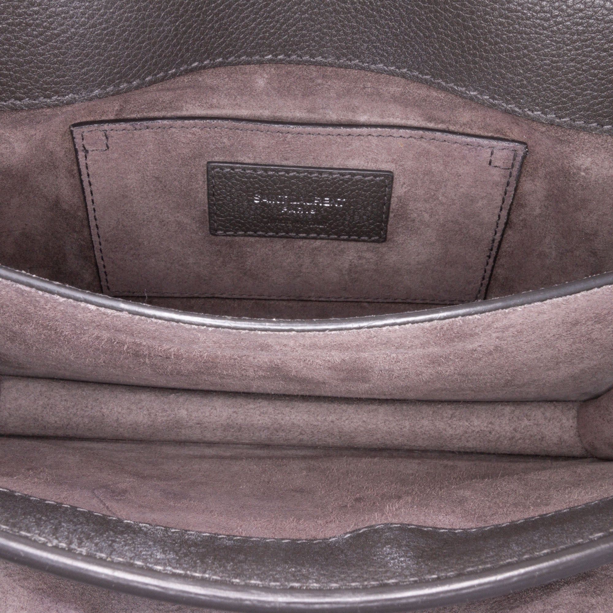Saint Laurent Paris Saint Laurent Medium Grained Calfskin Monogram Sunset Crossbody Gray Size ONE SIZE - 5 Thumbnail