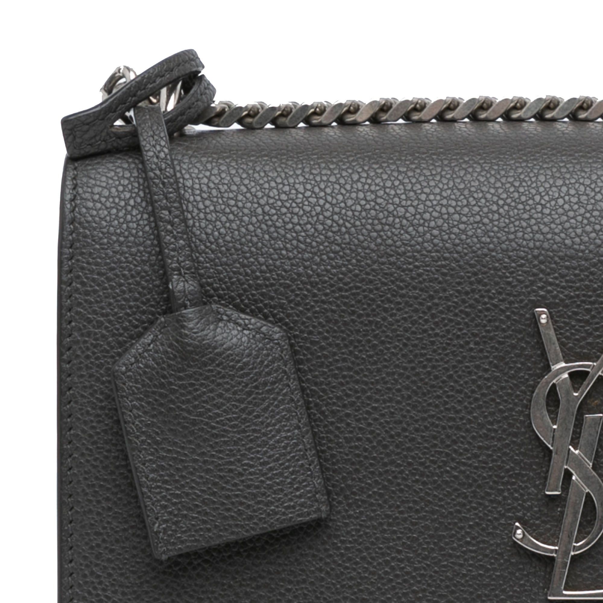 Saint Laurent Paris Saint Laurent Medium Grained Calfskin Monogram Sunset Crossbody Gray Size ONE SIZE - 11 Thumbnail