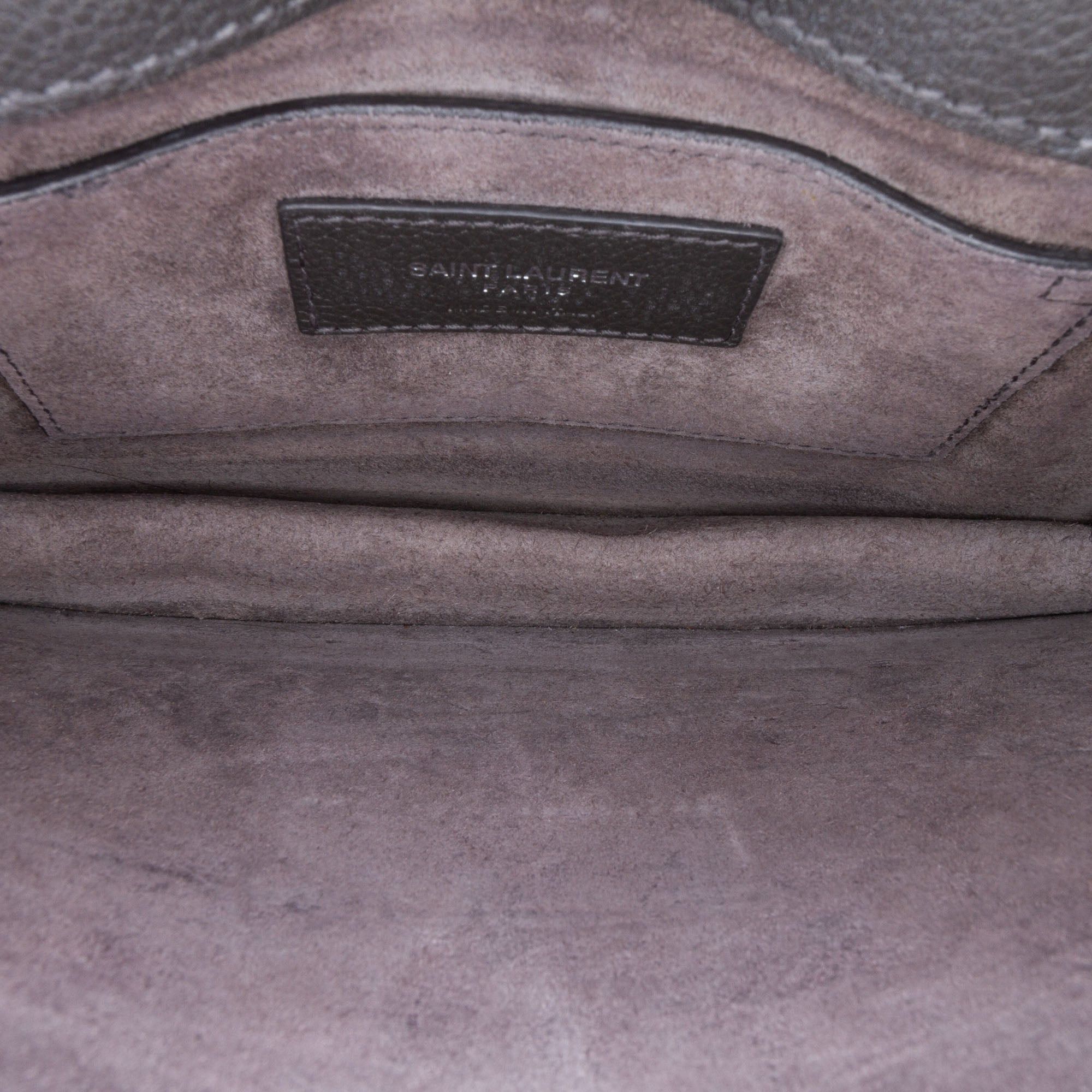 Saint Laurent Paris Saint Laurent Medium Grained Calfskin Monogram Sunset Crossbody Gray Size ONE SIZE - 8 Thumbnail