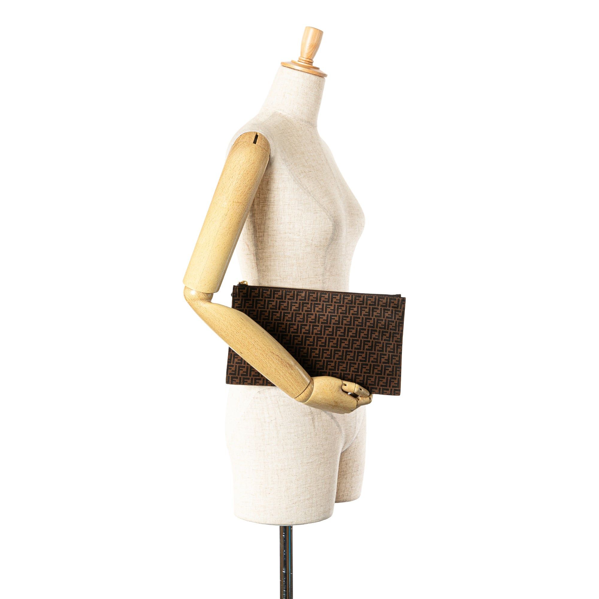 Fendi Fendi Zucchino Suede Clutch Brown Size ONE SIZE - 10 Thumbnail