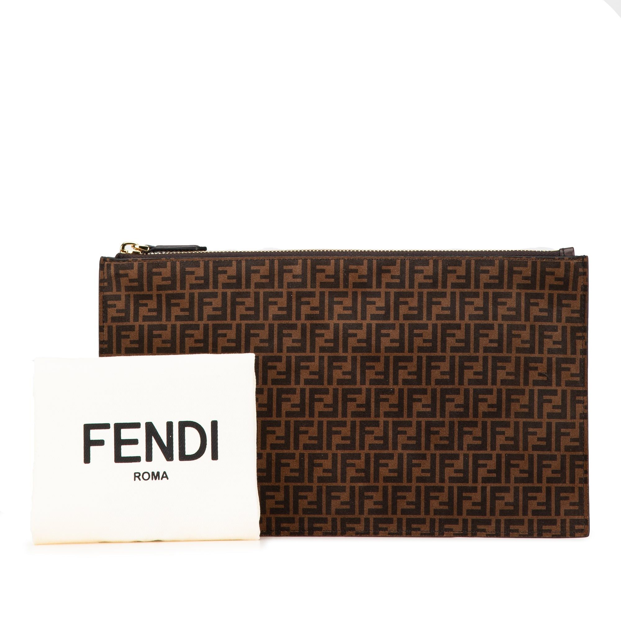 Fendi Fendi Zucchino Suede Clutch Brown Size ONE SIZE - 11 Thumbnail