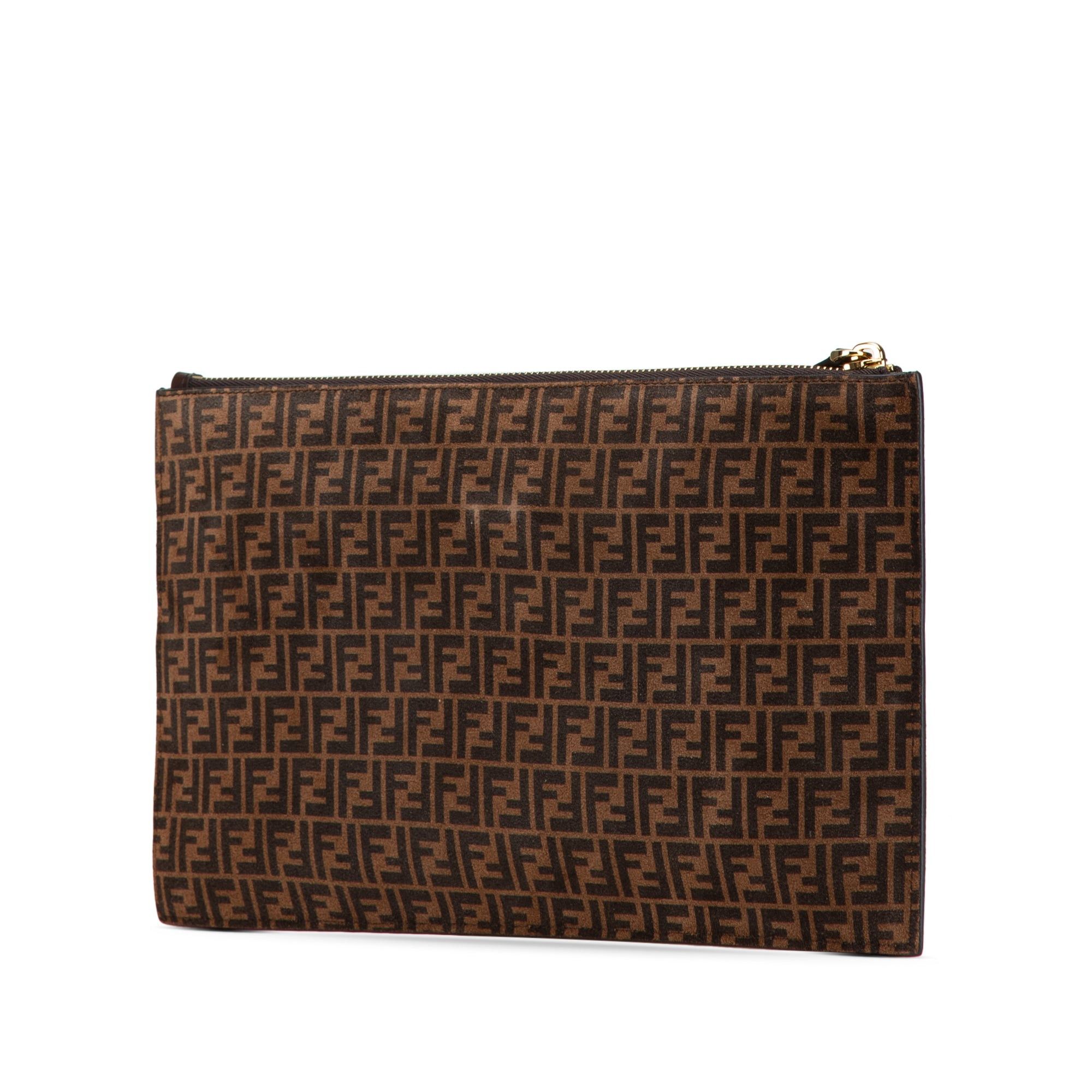 Fendi Fendi Zucchino Suede Clutch Brown Size ONE SIZE - 2 Thumbnail