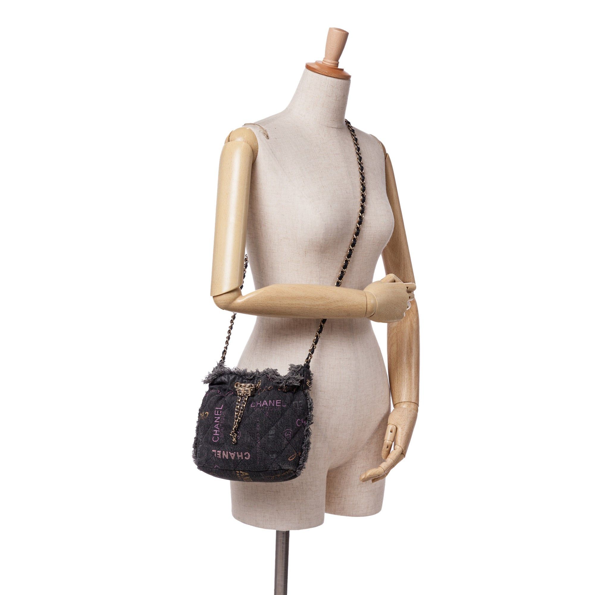 Chanel Chanel Small Denim Mood Bucket with Chain Gray Size ONE SIZE - 9 Thumbnail