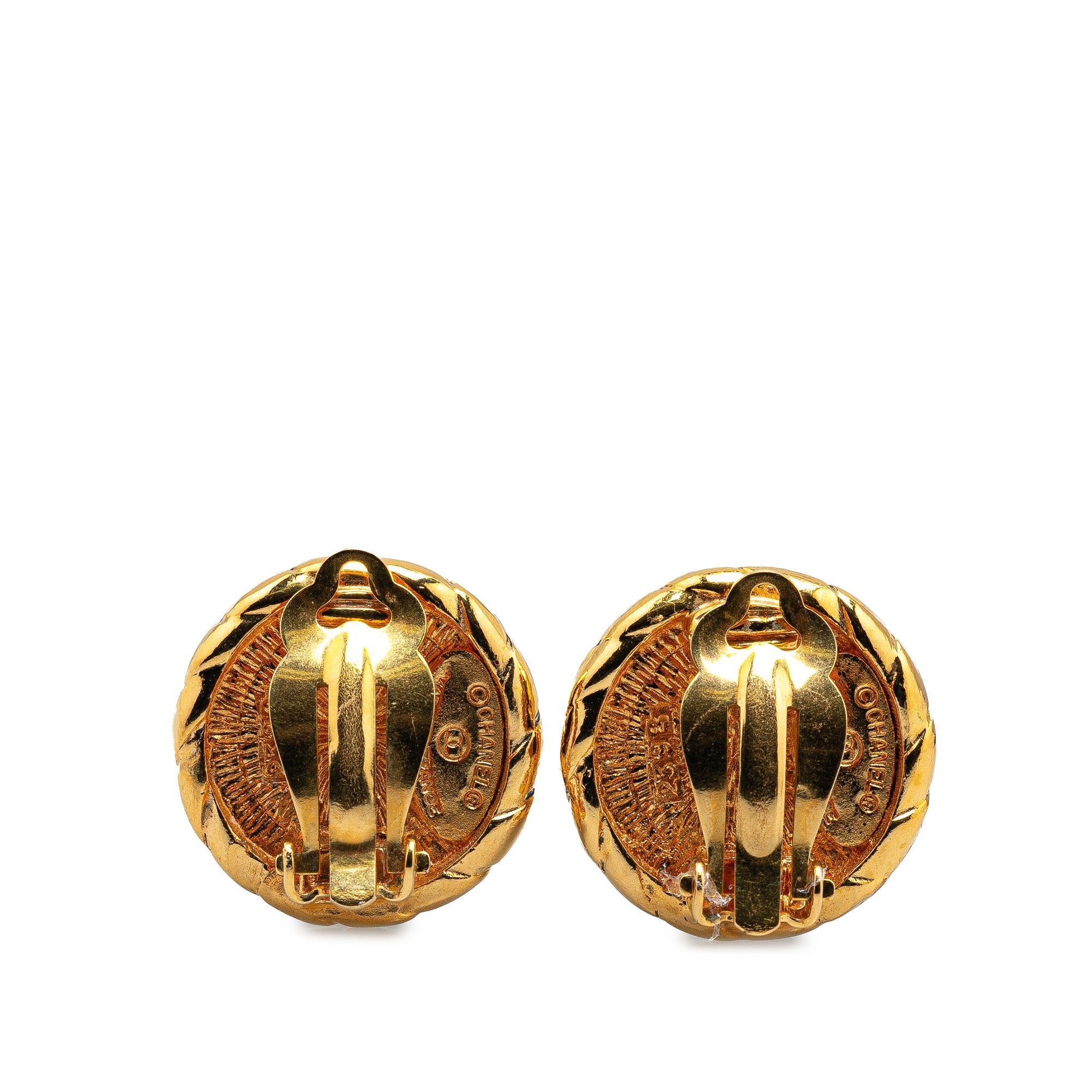 Chanel Chanel Gold Plated CC Round Clip On Earrings Gold Size ONE SIZE - 2 Thumbnail