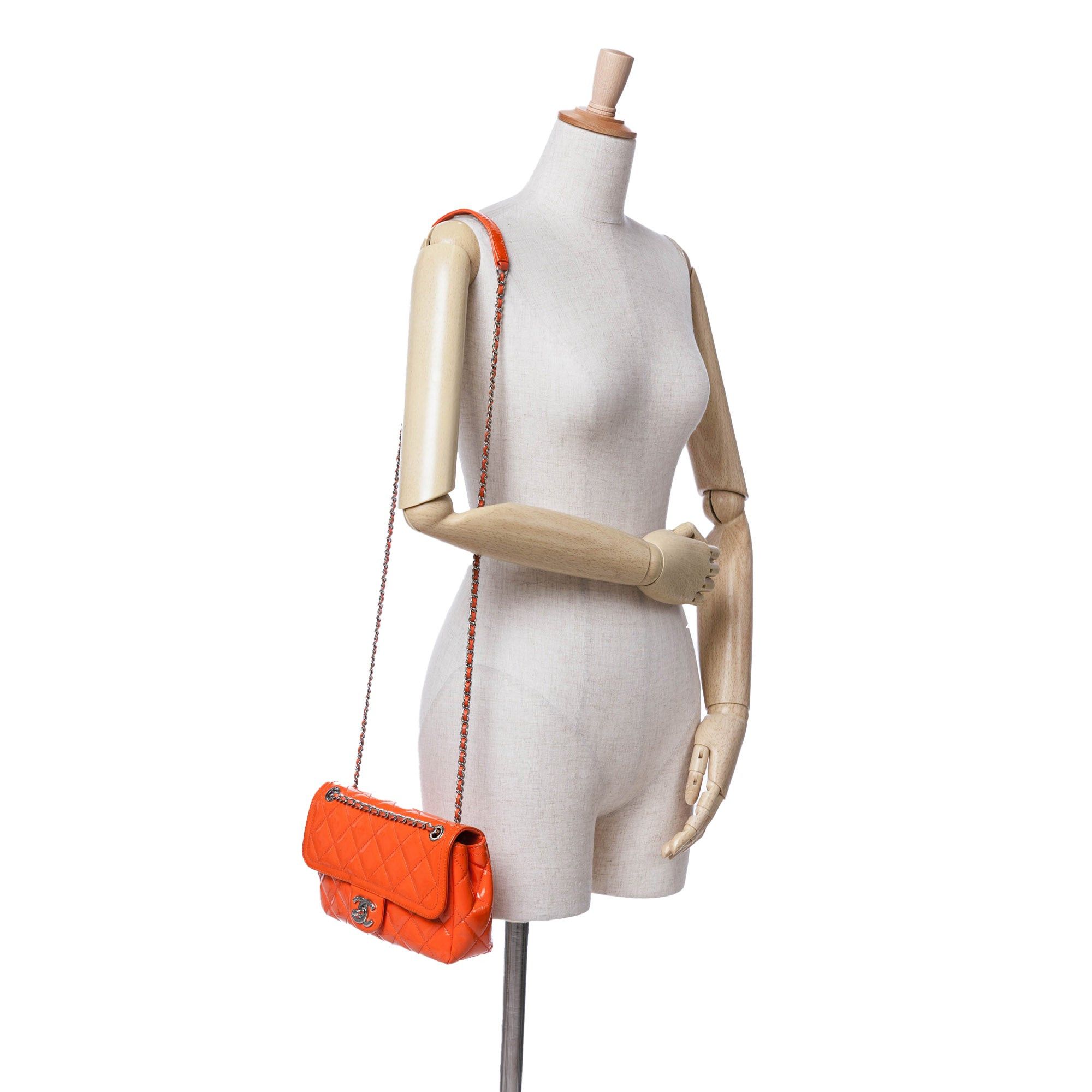 Chanel Chanel Small Patent Coco Shine Flap Orange Size ONE SIZE - 9 Thumbnail