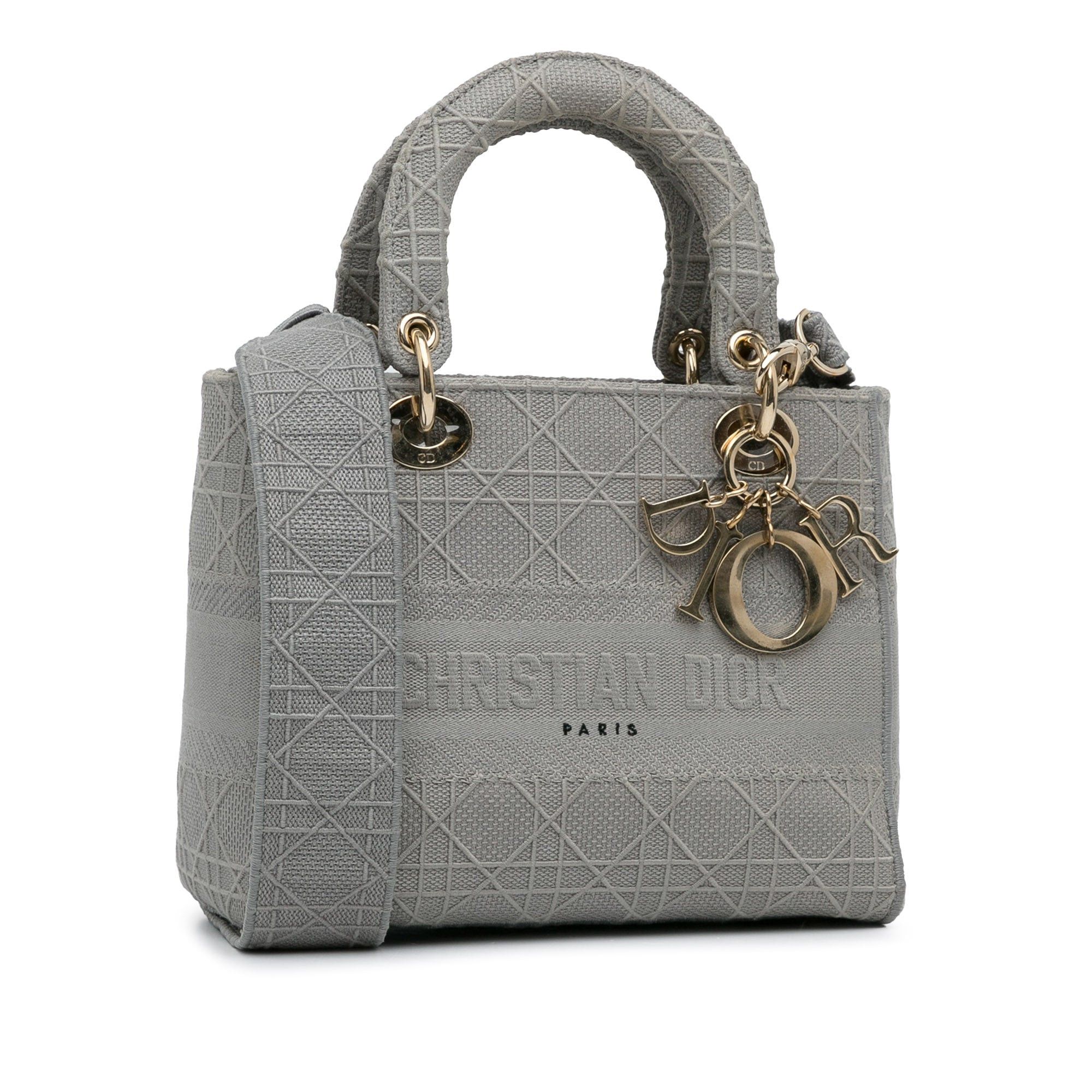 Dior Dior Medium Canvas Cannage Lady D Lite Gray Size ONE SIZE - 2 Thumbnail