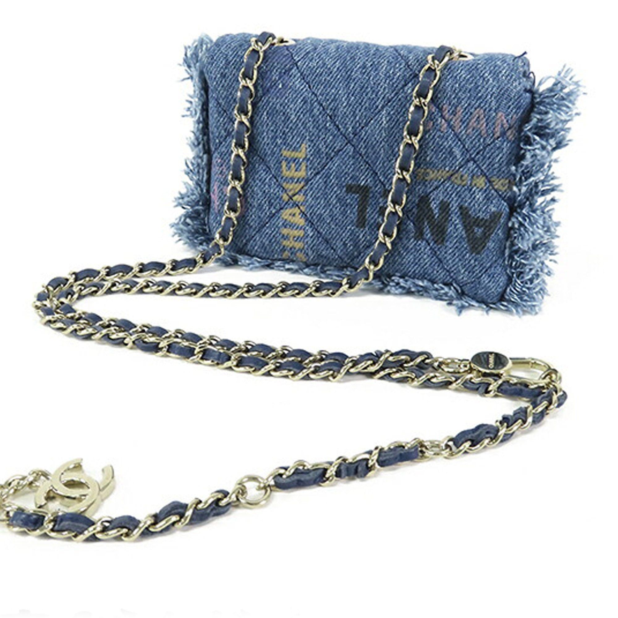 Chanel Chanel Mini Denim Mood Clutch with Chain Blue Size ONE SIZE - 2 Thumbnail
