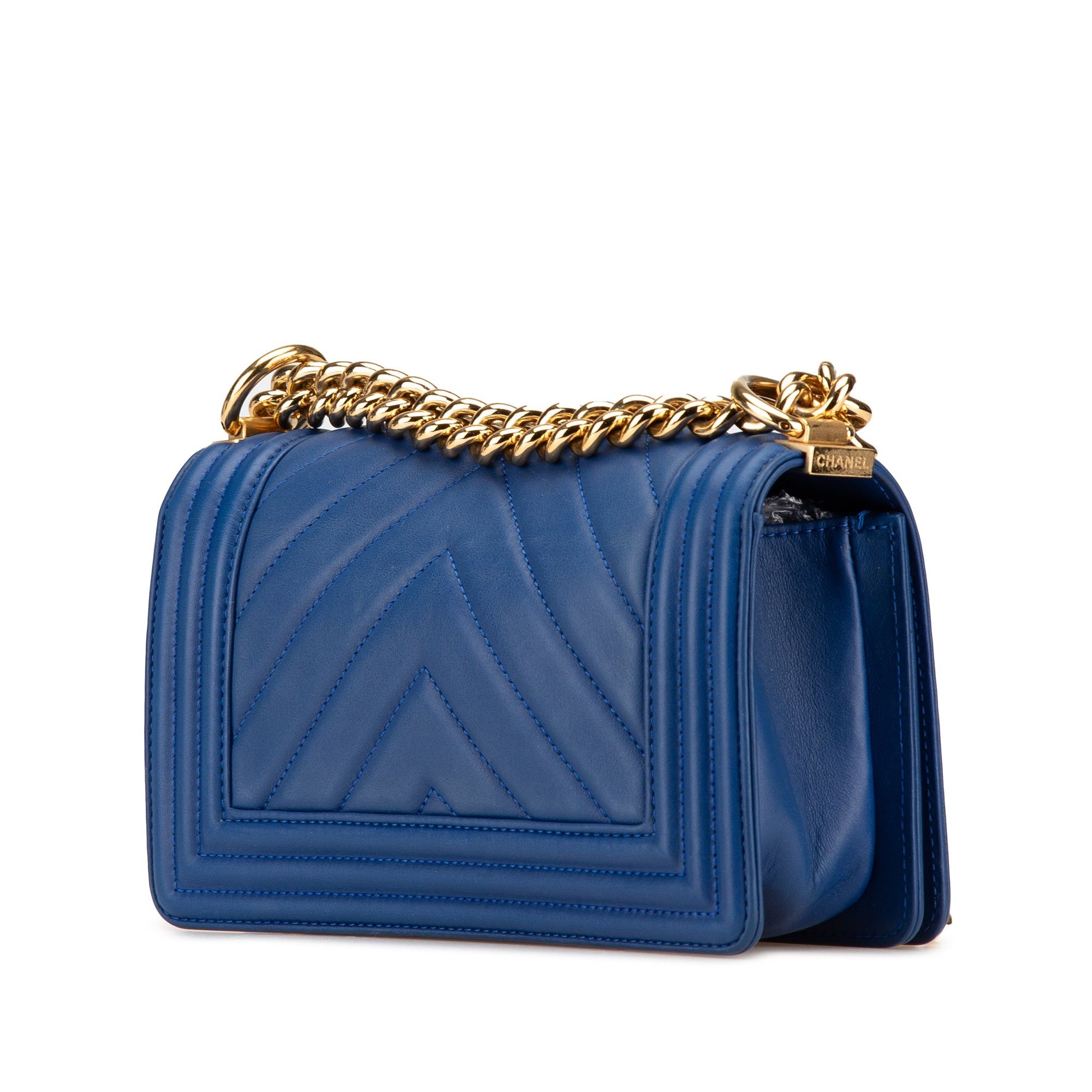 Chanel Chanel Small Chevron Lambskin Boy Flap Blue Size ONE SIZE - 2 Thumbnail