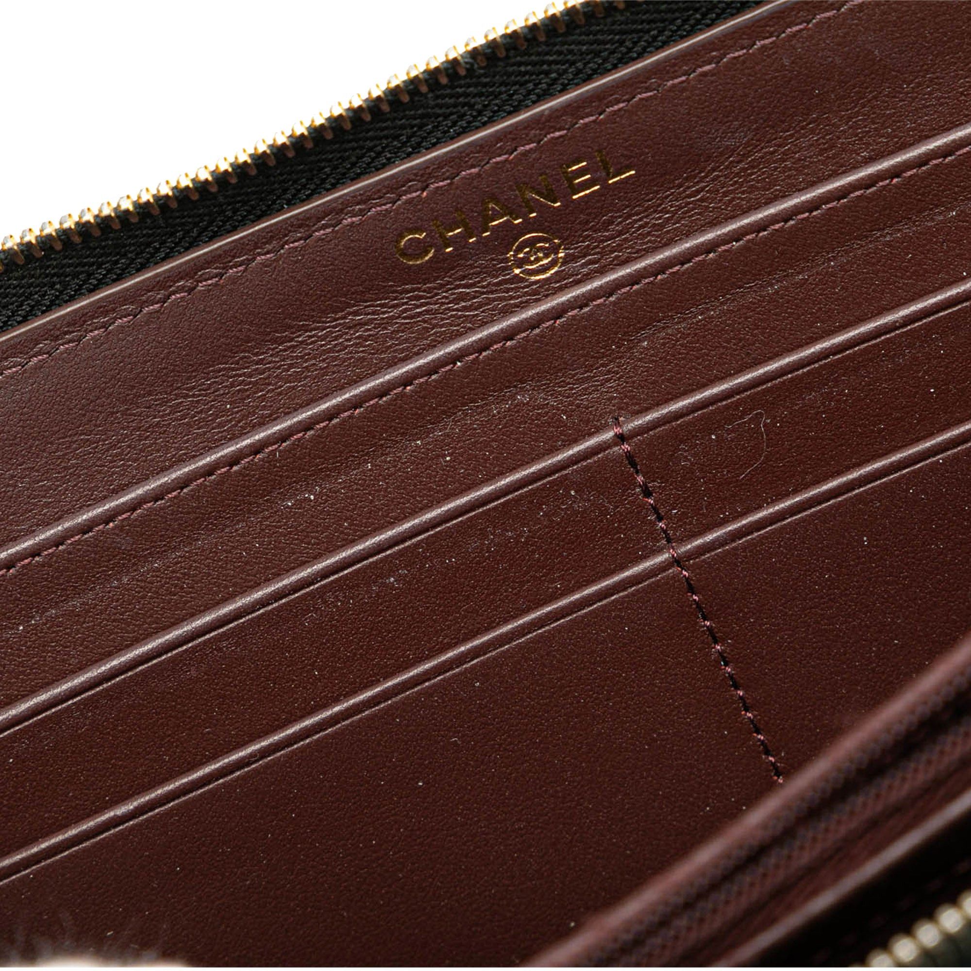Chanel Chanel Quilted Caviar CC Zip Around Long Wallet Black Size ONE SIZE - 12 Thumbnail