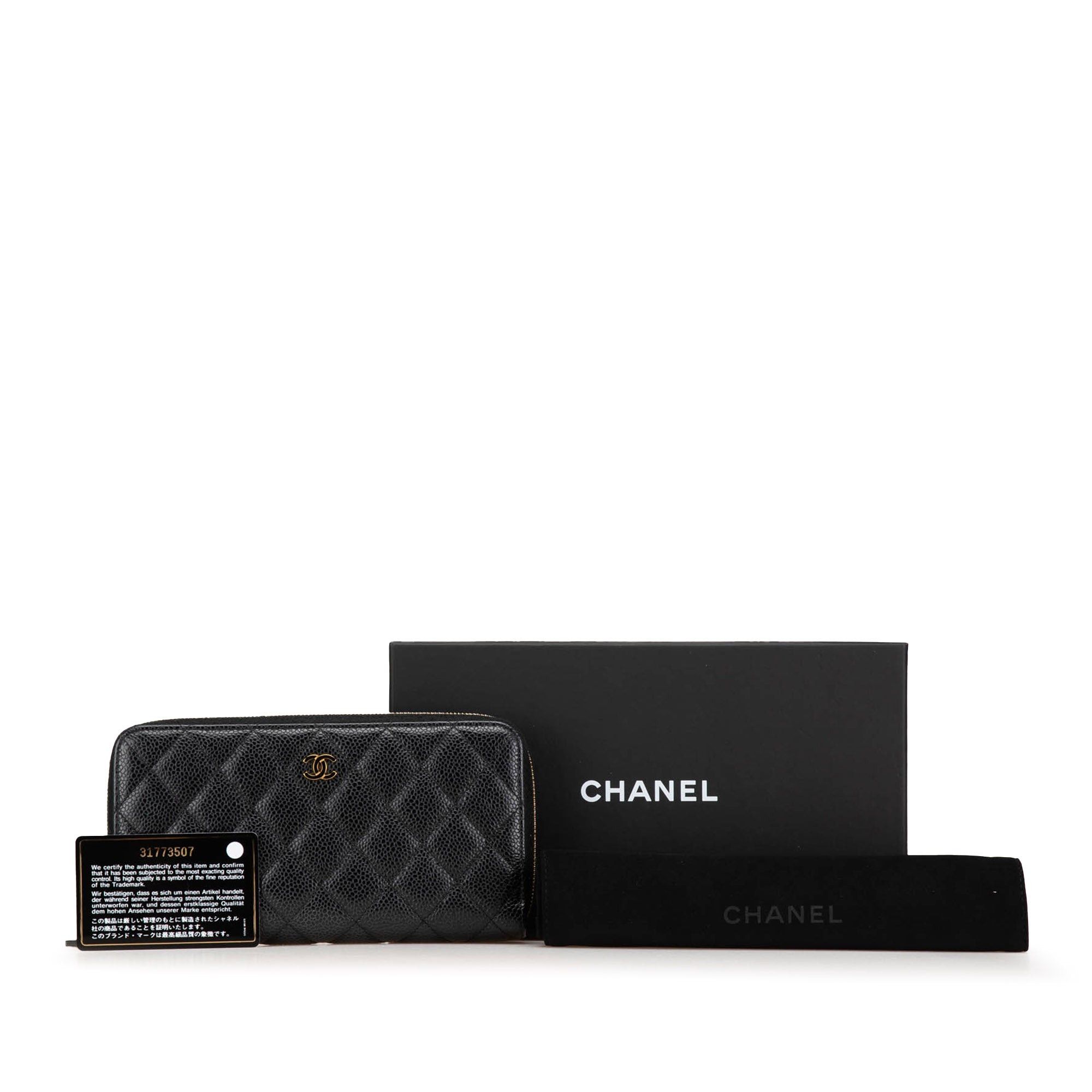 Chanel Chanel Quilted Caviar CC Zip Around Long Wallet Black Size ONE SIZE - 14 Thumbnail