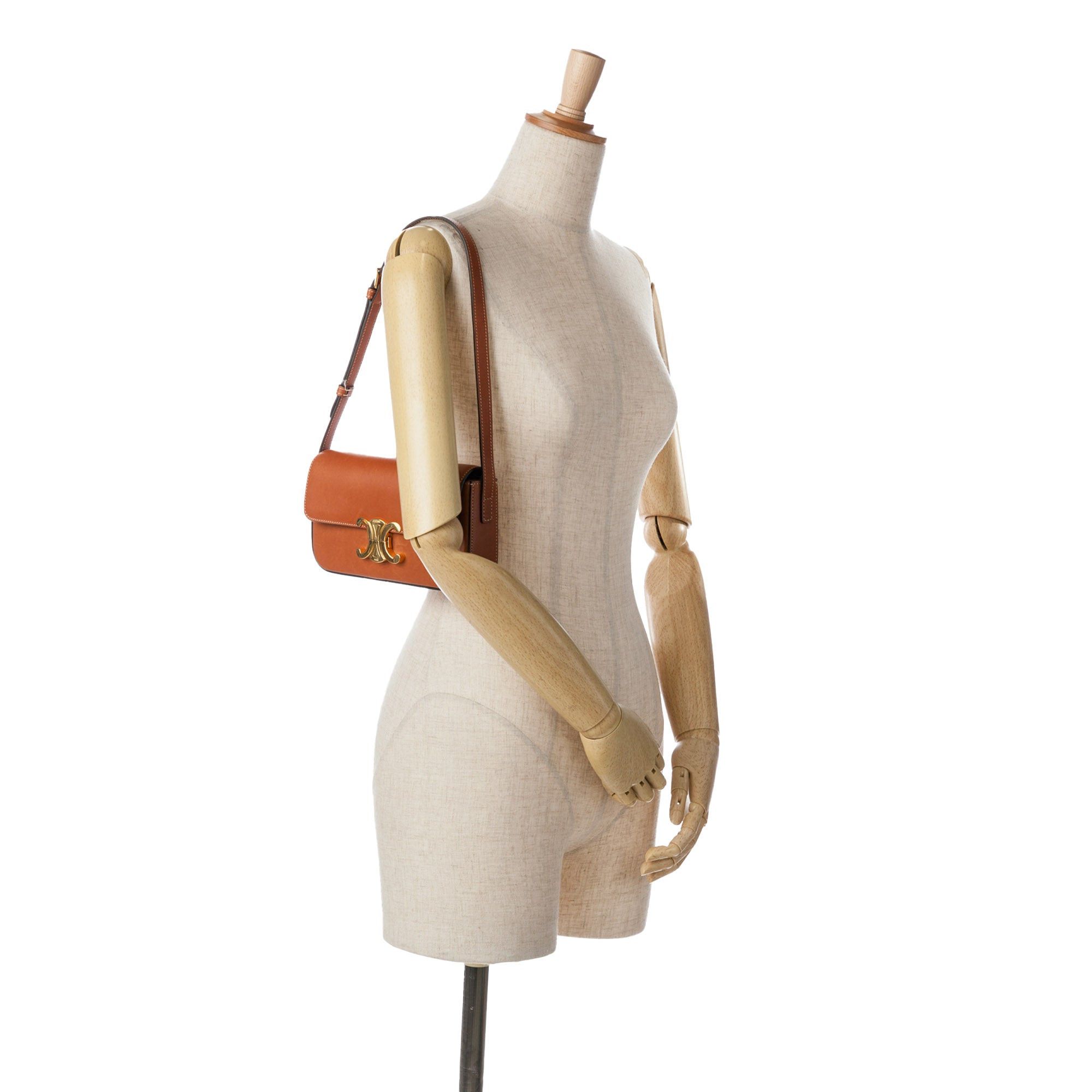 Celine Celine Triomphe Leather Claude Shoulder Bag Brown Size ONE SIZE - 6 Thumbnail