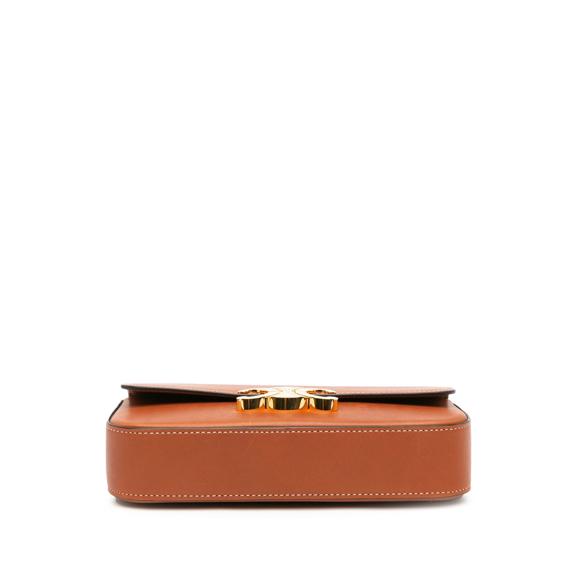 Celine Celine Triomphe Leather Claude Shoulder Bag Brown Size ONE SIZE - 3 Thumbnail
