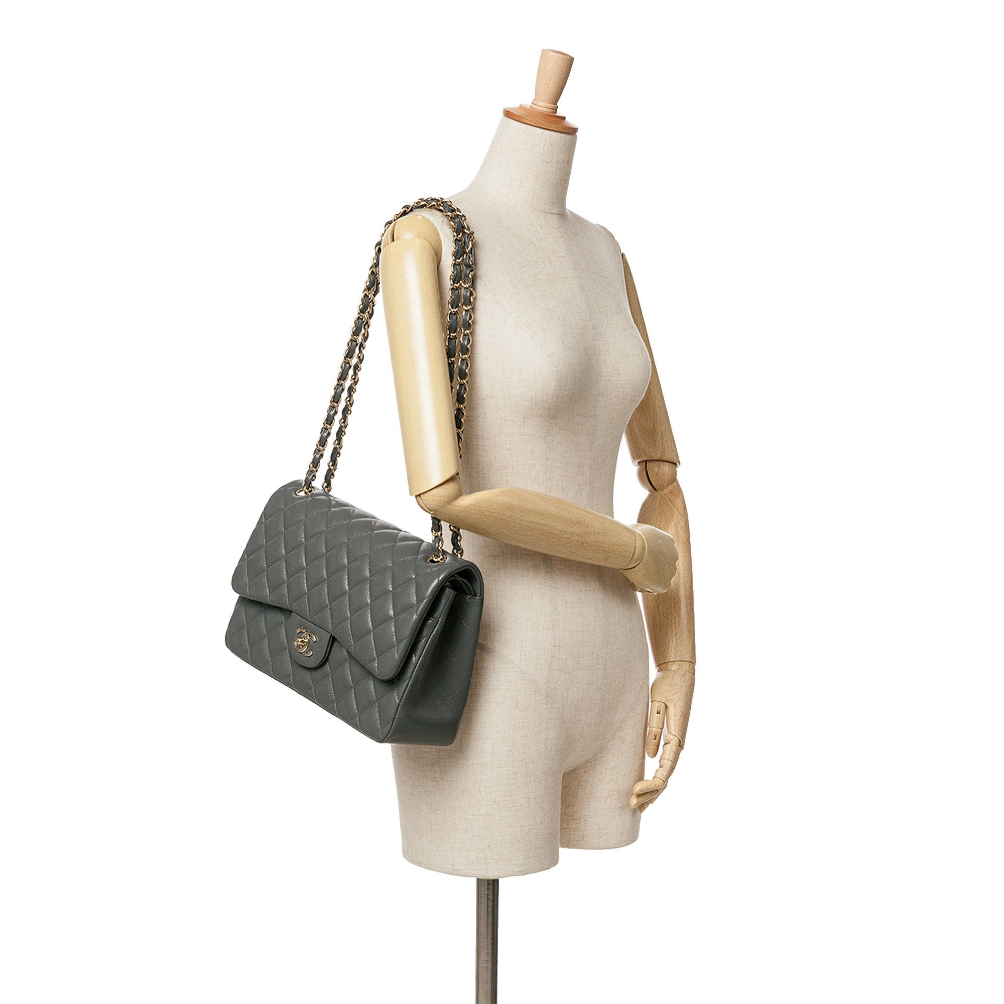 Chanel Chanel Jumbo Classic Caviar Double Flap Gray Size ONE SIZE - 9 Thumbnail