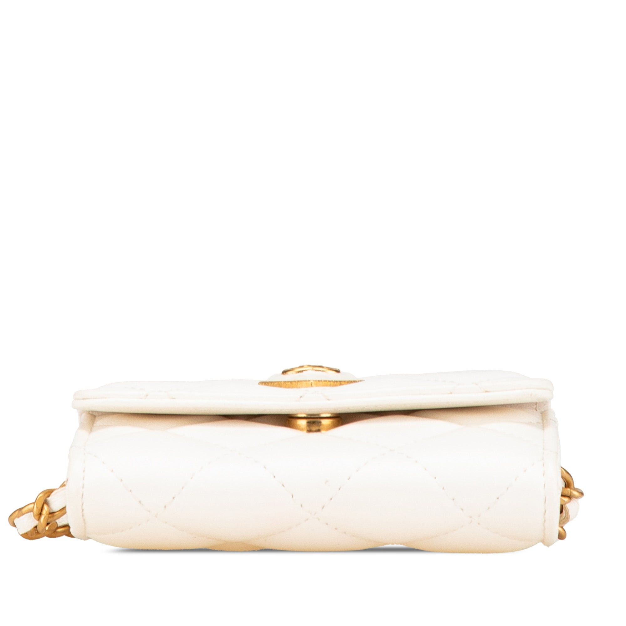Chanel Chanel Quilted Lambskin Coco Love Card Holder On Chain White Size ONE SIZE - 3 Thumbnail