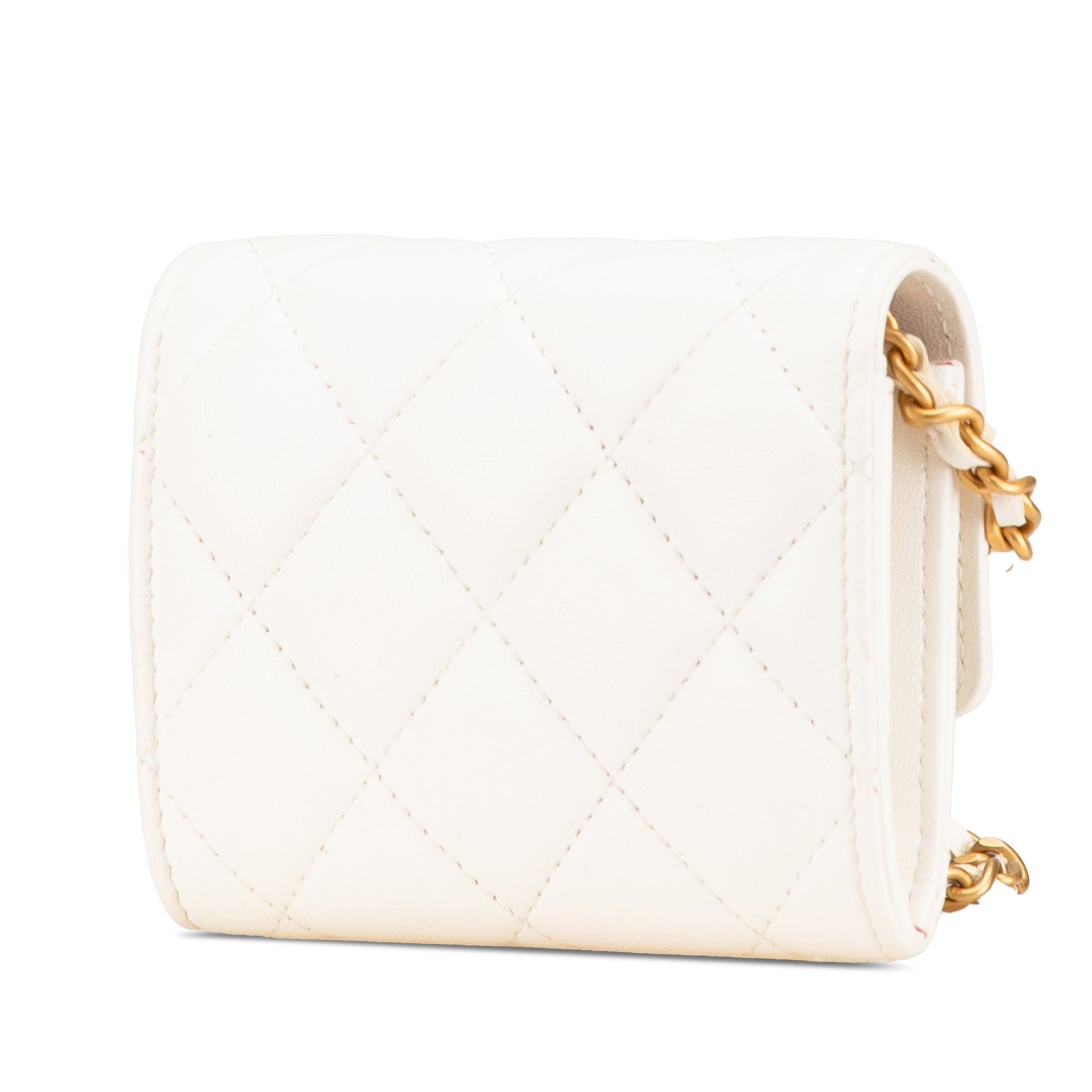Chanel Chanel Quilted Lambskin Coco Love Card Holder On Chain White Size ONE SIZE - 2 Thumbnail
