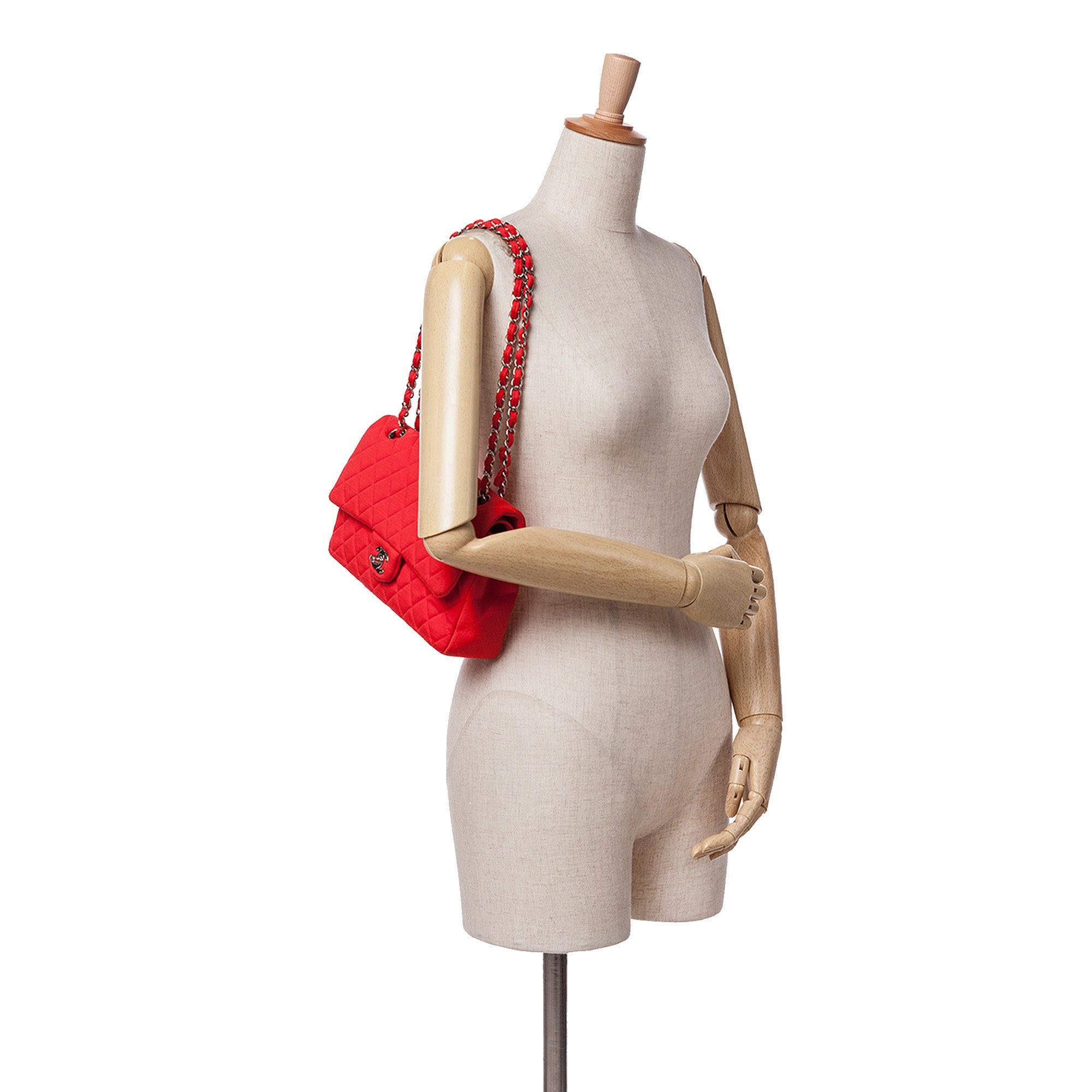 Chanel Chanel Medium Classic Jersey Double Flap Red Size ONE SIZE - 10 Thumbnail