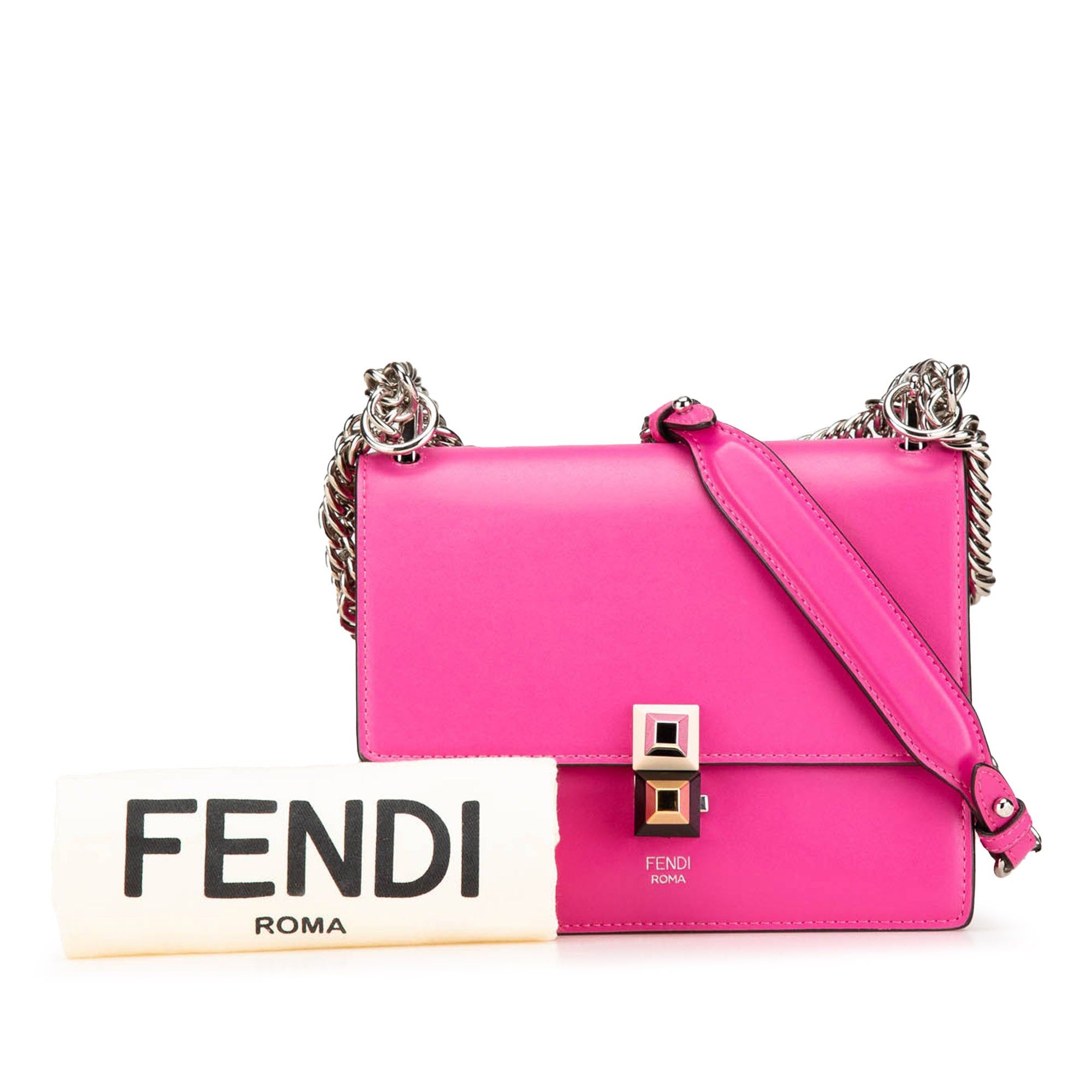Fendi Fendi Small Leather Kan I Crossbody Pink Size ONE SIZE - 14 Thumbnail