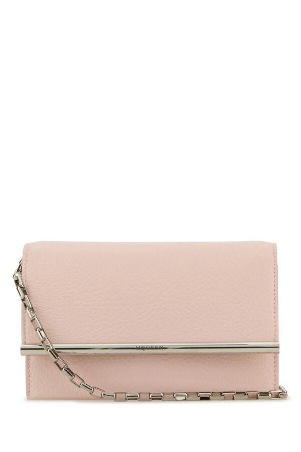 Alexander McQueen Pink Leather Mini Cross-Bar Clutch Size ONE SIZE - 3 Thumbnail