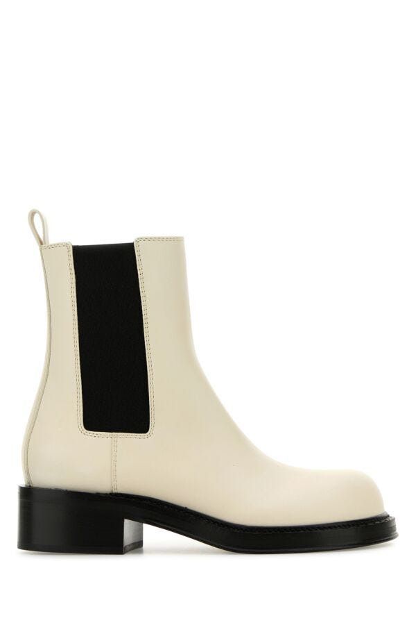 Bottega Veneta Ivory Leather Cliff Ankle Boots Size US 7.5 / IT 37.5 - 3 Thumbnail