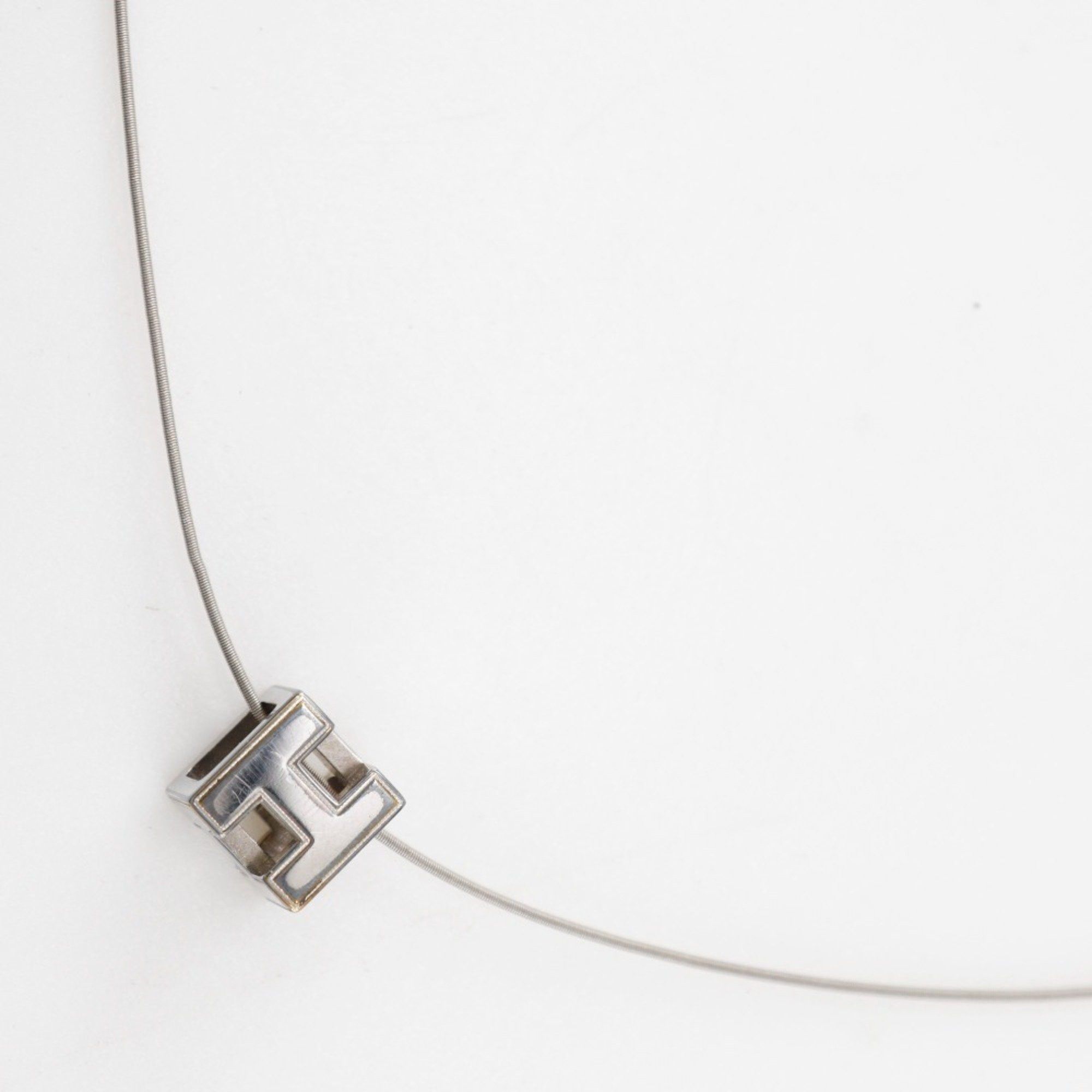 Hermes Hermes Cardue Ash Necklace H Cube Silver 8.2g Women's Size ONE SIZE - 3 Thumbnail