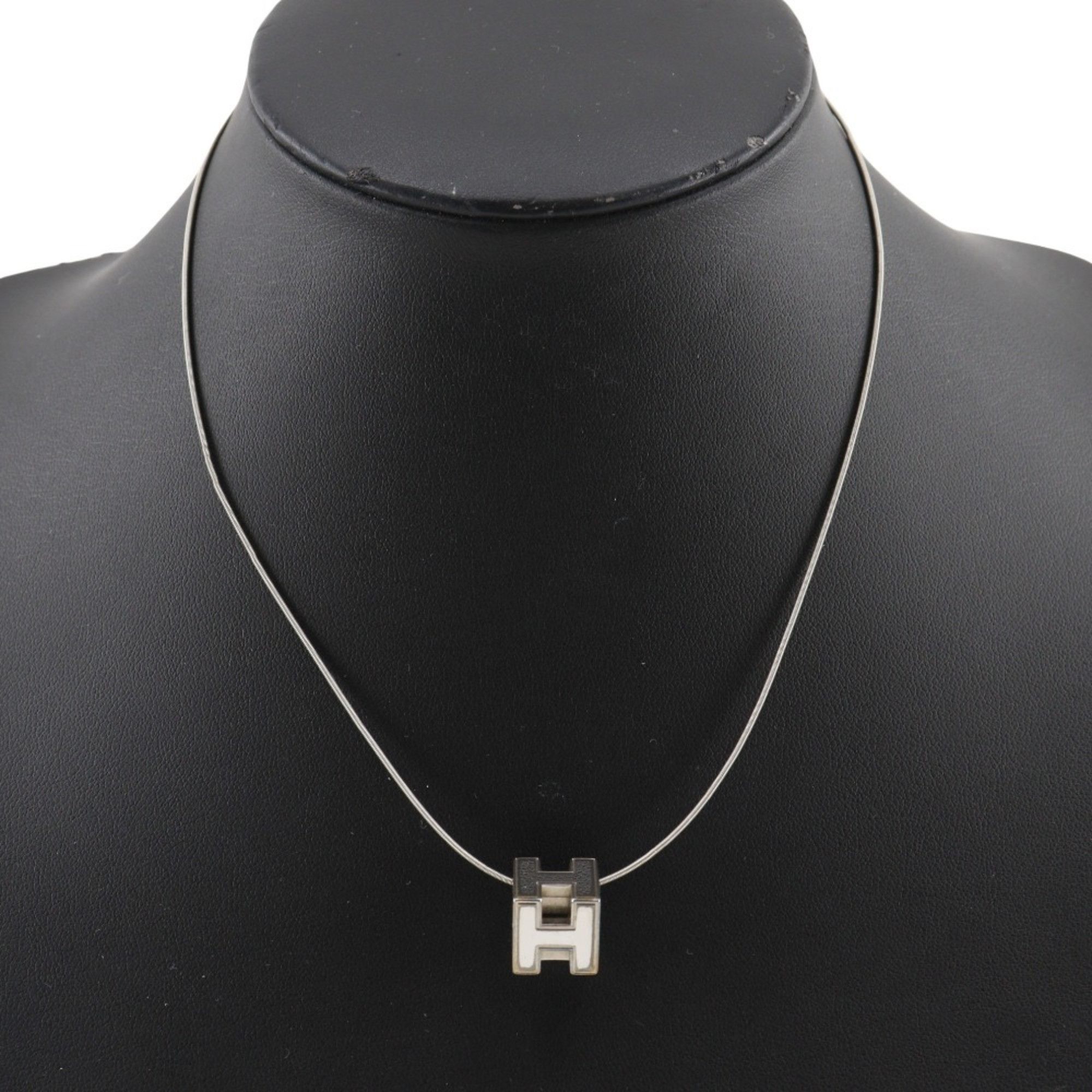 Hermes Hermes Cardue Ash Necklace H Cube Silver 8.2g Women's Size ONE SIZE - 2 Thumbnail