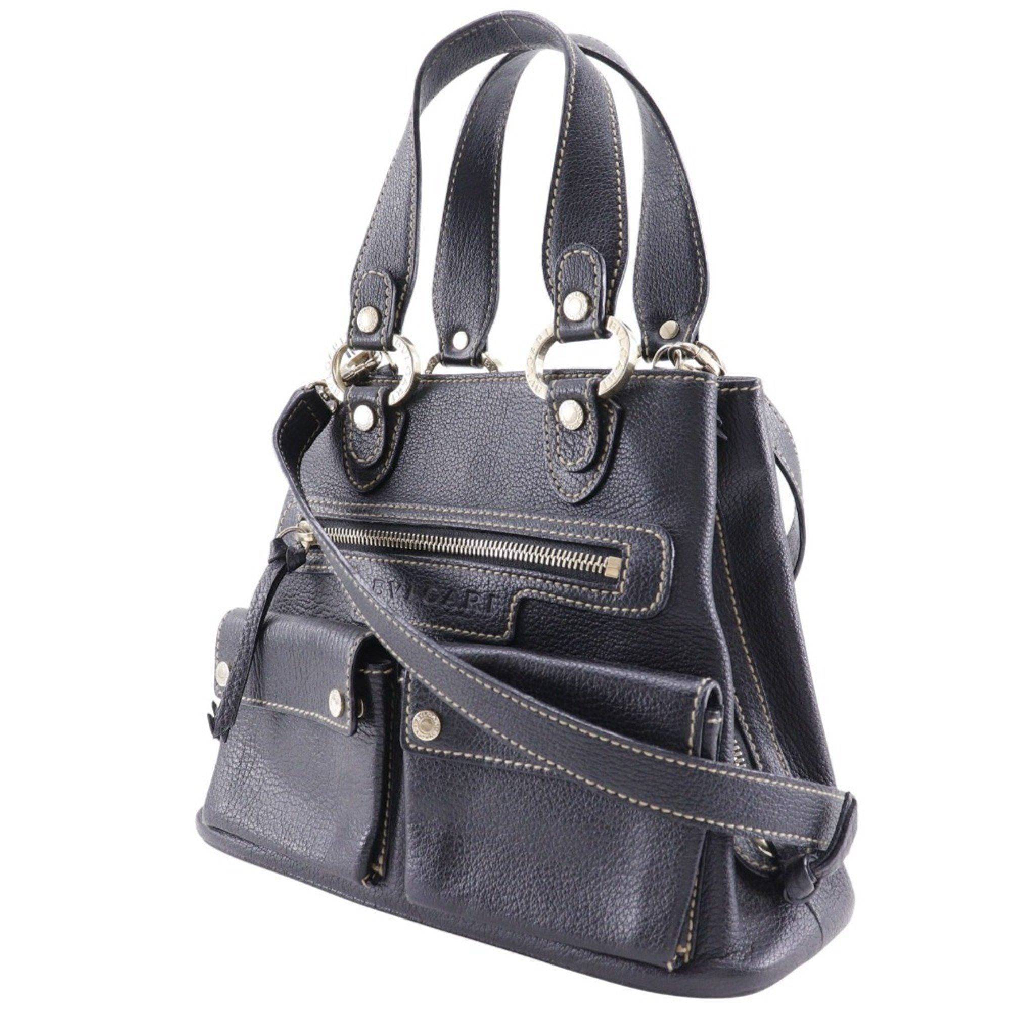 Bvlgari BVLGARI Maxi Rettale Handbag Shoulder Leather Black 2way A5 Double Women's Size ONE SIZE - 2 Thumbnail