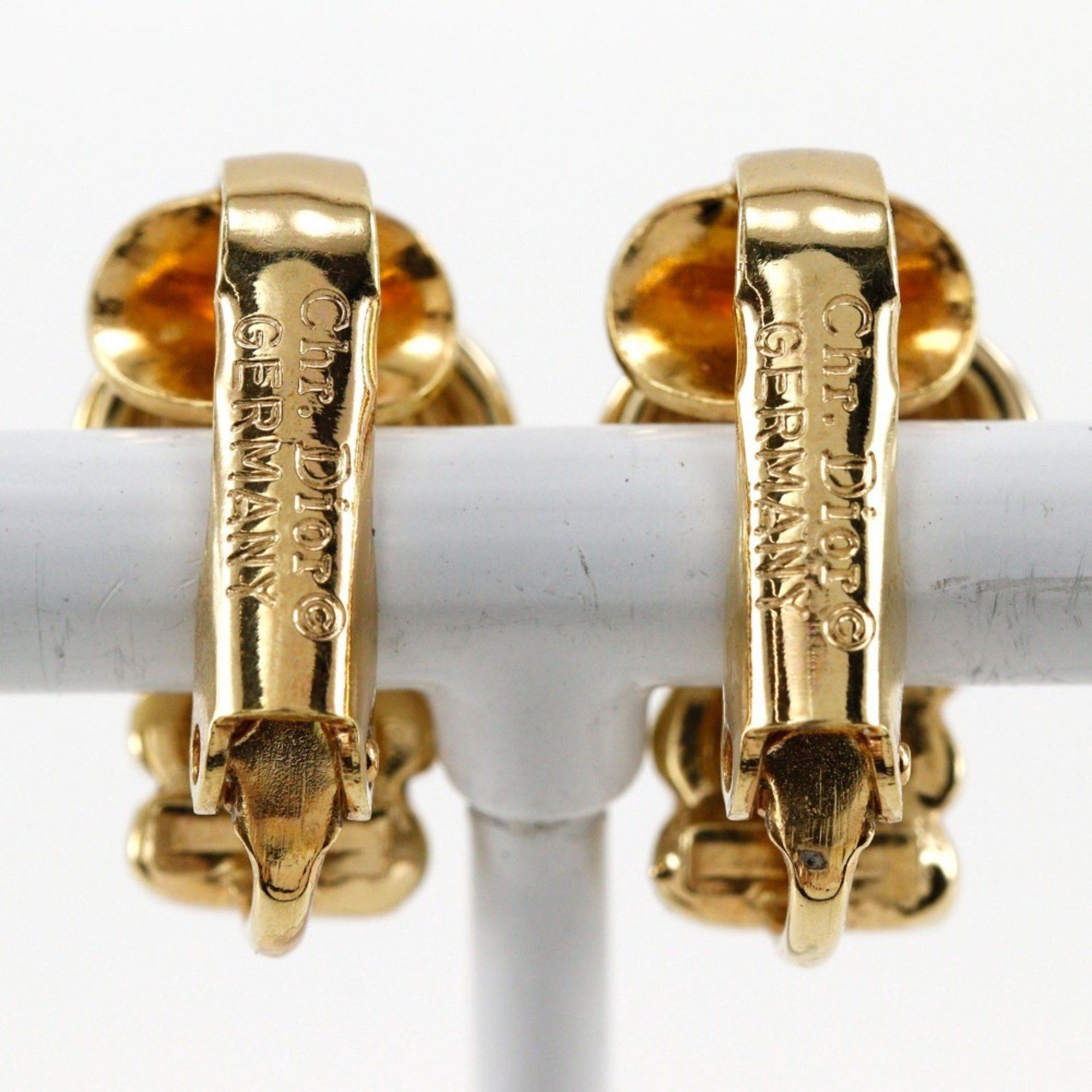 Dior Christian Dior Earrings, Gold Plated x Rhinestones, Made in Germany, Approx. 5.4g, Women's Size ONE SIZE - 3 Thumbnail