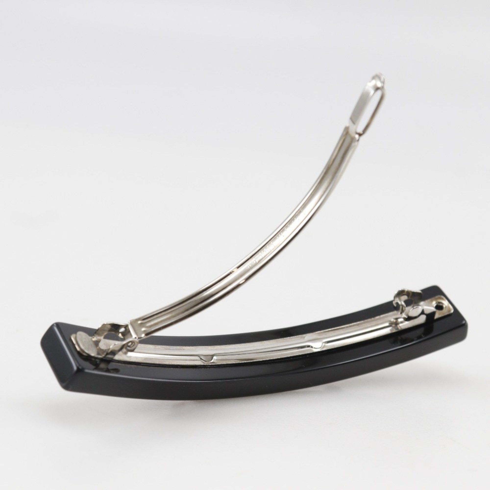 Chanel CHANEL COCO Mark Barrette Heart Plastic x Rhinestone 2004 Black 04A Women's Size ONE SIZE - 4 Thumbnail