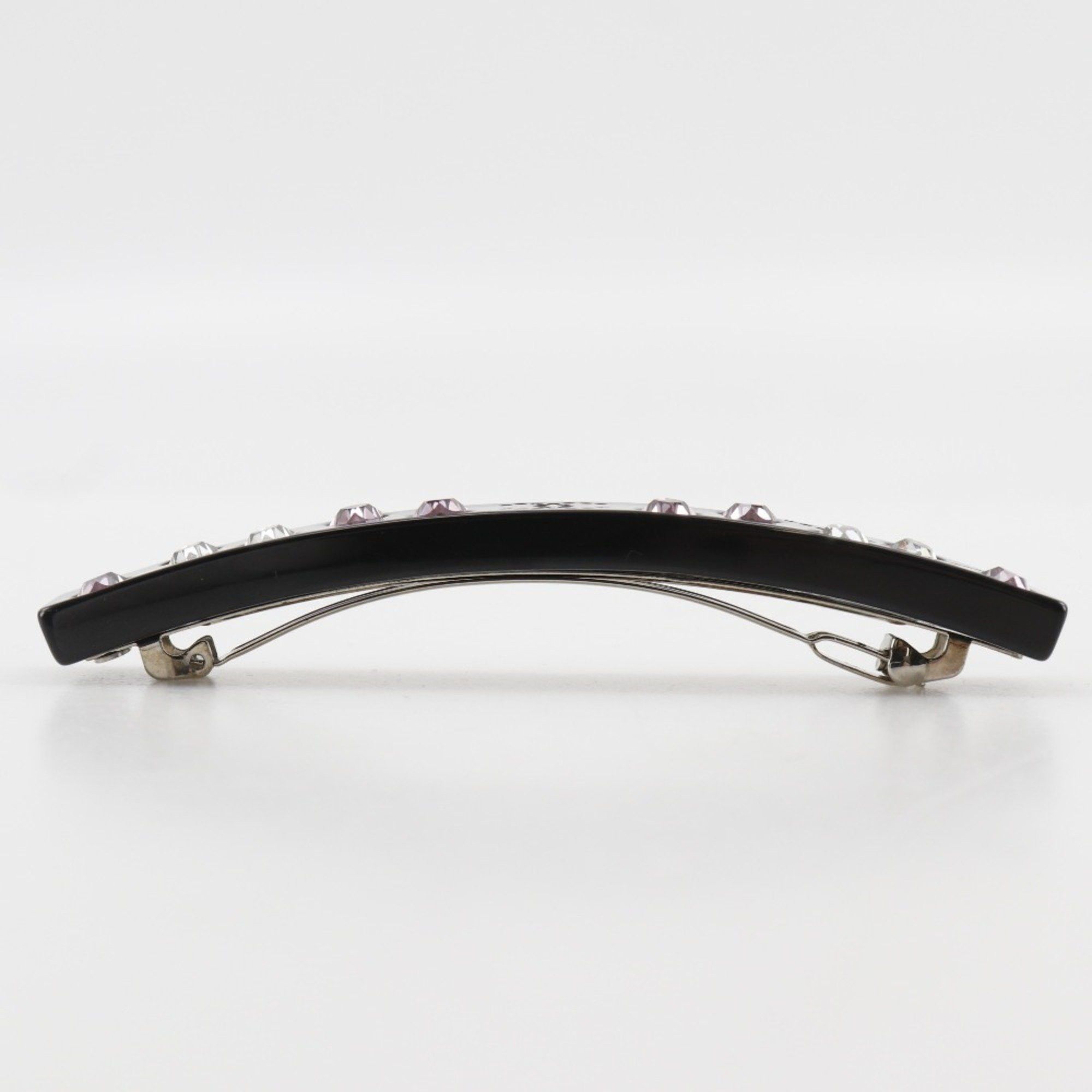 Chanel CHANEL COCO Mark Barrette Heart Plastic x Rhinestone 2004 Black 04A Women's Size ONE SIZE - 3 Thumbnail