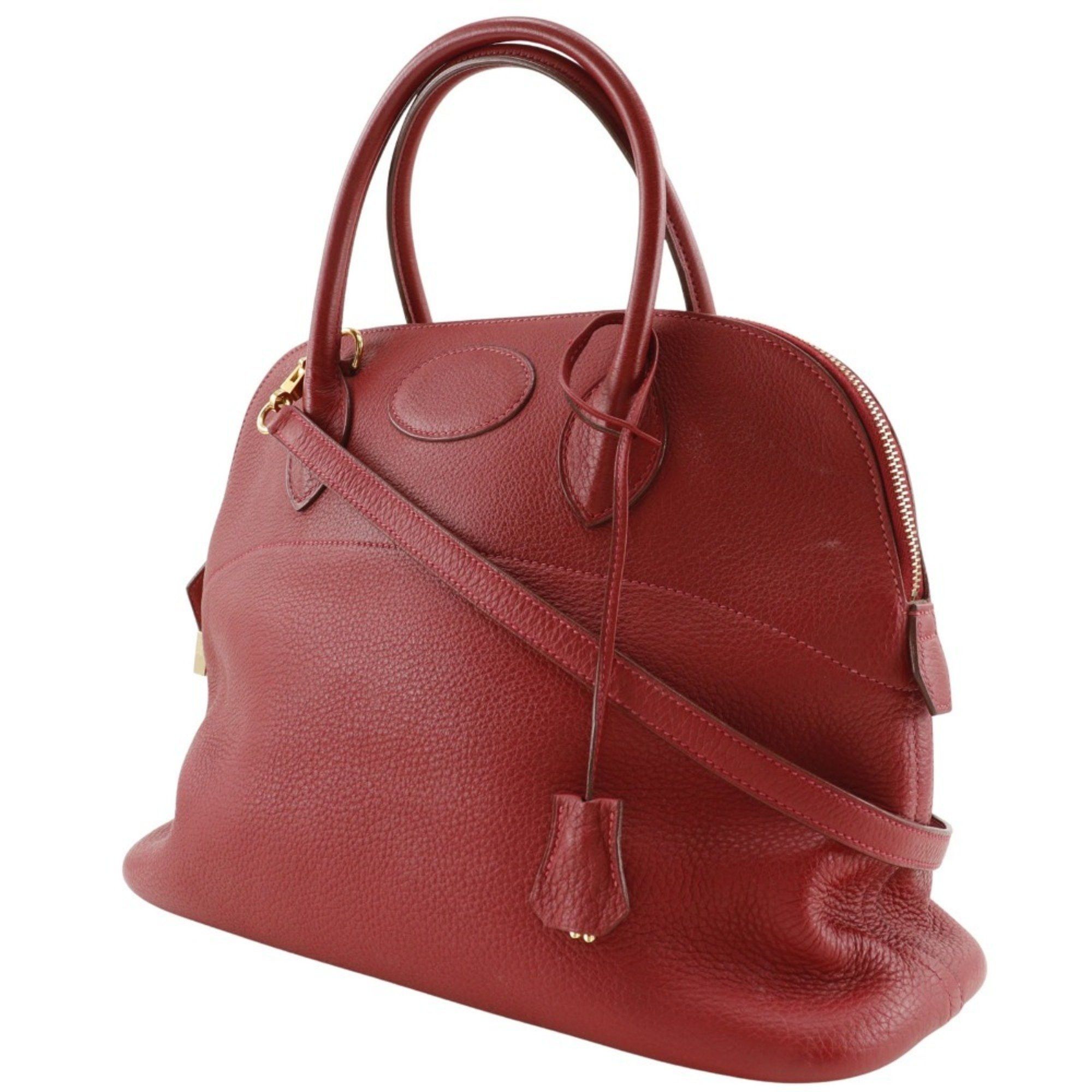 Hermes Hermes Bolide 35 Handbag Shoulder Bag Taurillon Clemence 2003 Red / □G 2way A5 Women's Size ONE SIZE - 2 Thumbnail