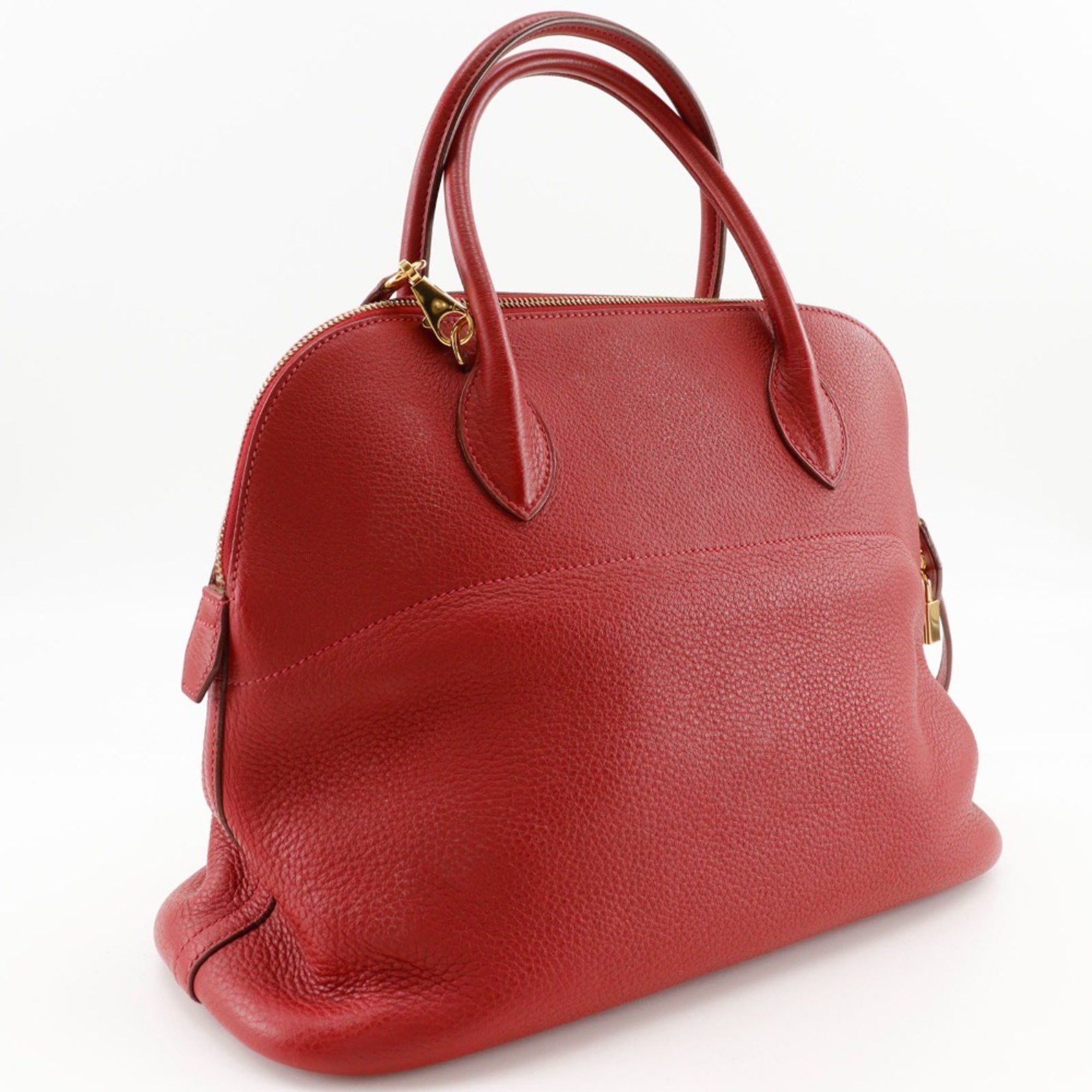 Hermes Hermes Bolide 35 Handbag Shoulder Bag Taurillon Clemence 2003 Red / □G 2way A5 Women's Size ONE SIZE - 3 Thumbnail