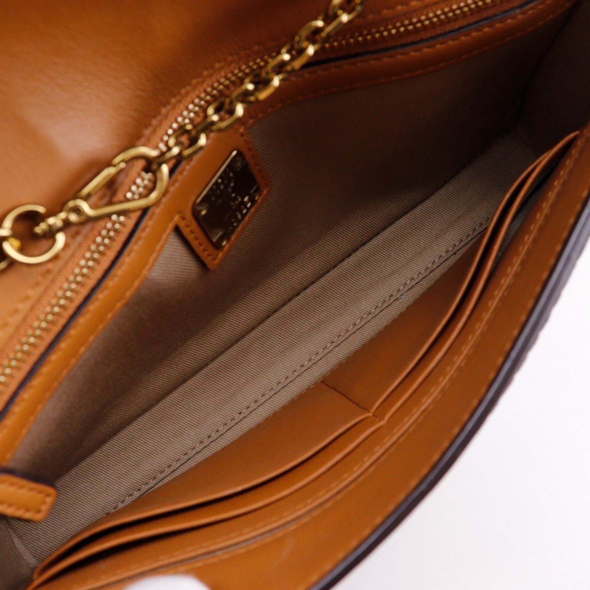 MCM MCM Tracy Medium Shoulder Bag Visetos Clutch MYZ 28AME05 CO001 PVC x Leather Brown 2way Snap Lock Women's Size ONE SIZE - 5 Thumbnail