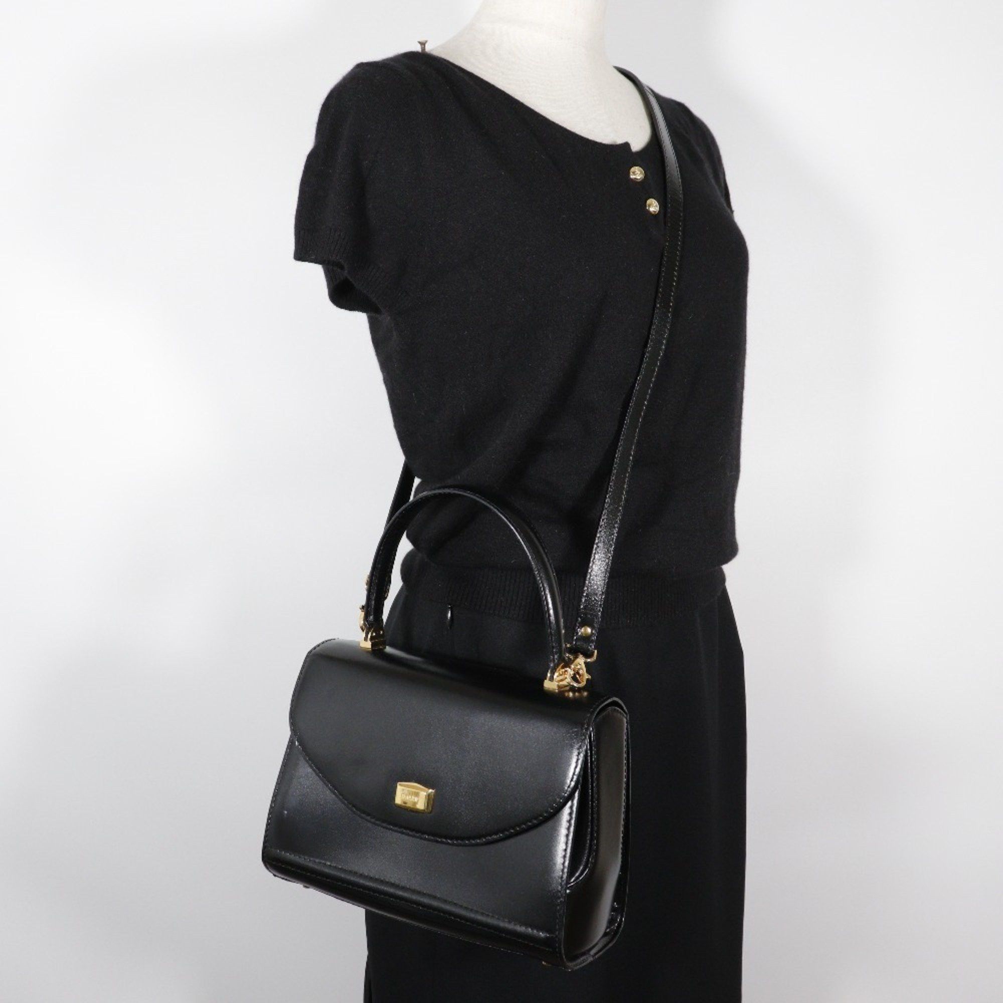 Bally BALLY One-handle handbag shoulder bag calfskin black 2way One handle ladies Size ONE SIZE - 11 Thumbnail