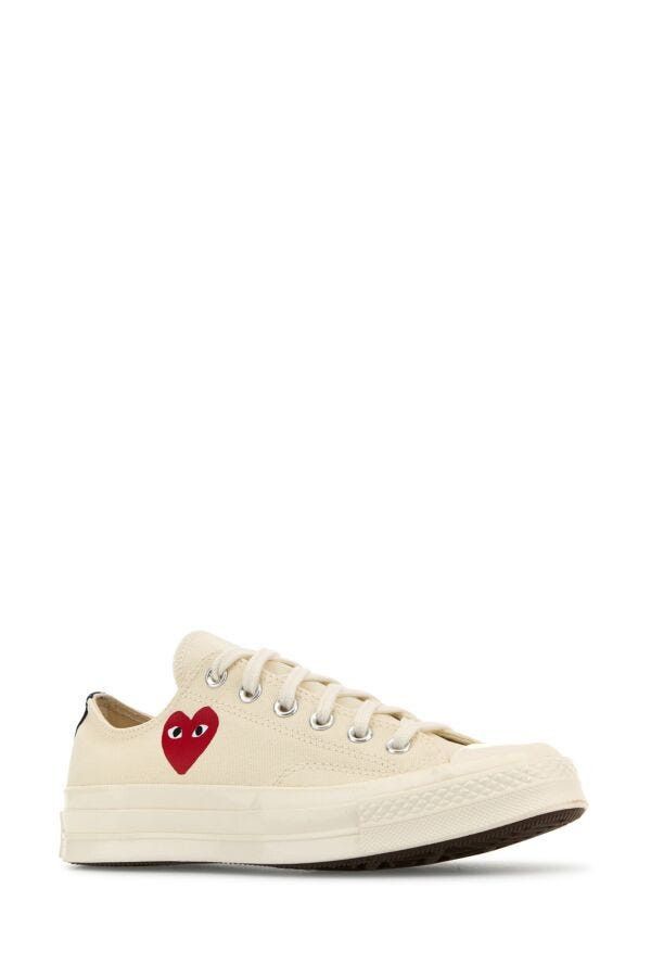 Comme des Garcons PLAY Ivory Canvas Comme Des Garã§Ons X Converse Sneakers Size US 7 / EU 40 - 4 Thumbnail