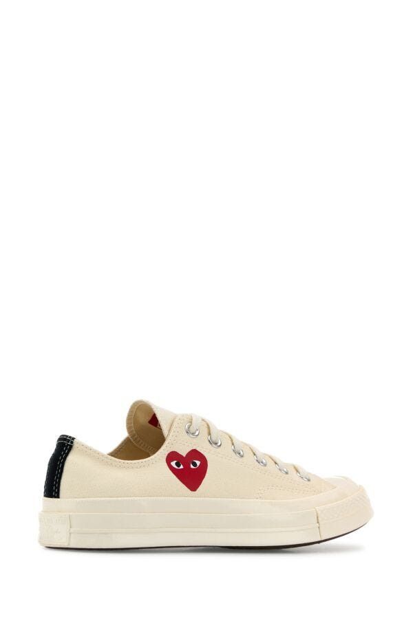 Comme des Garcons PLAY Ivory Canvas Comme Des Garã§Ons X Converse Sneakers Size US 7 / EU 40 - 5 Thumbnail