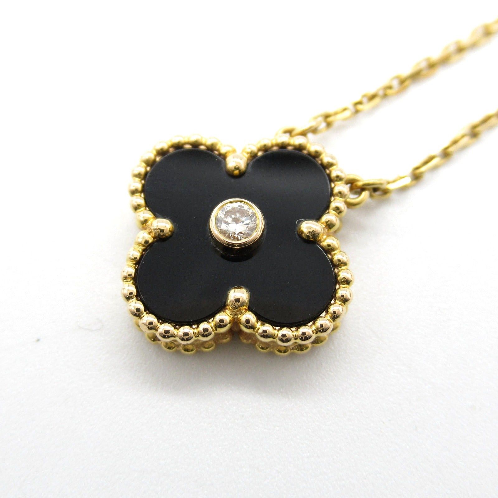 Van Cleef & Arpels Van Cleef Arpels Alhambra Necklace K18 (Yellow Gold) Diamond Onyx Black Clear Size ONE SIZE - 7 Thumbnail