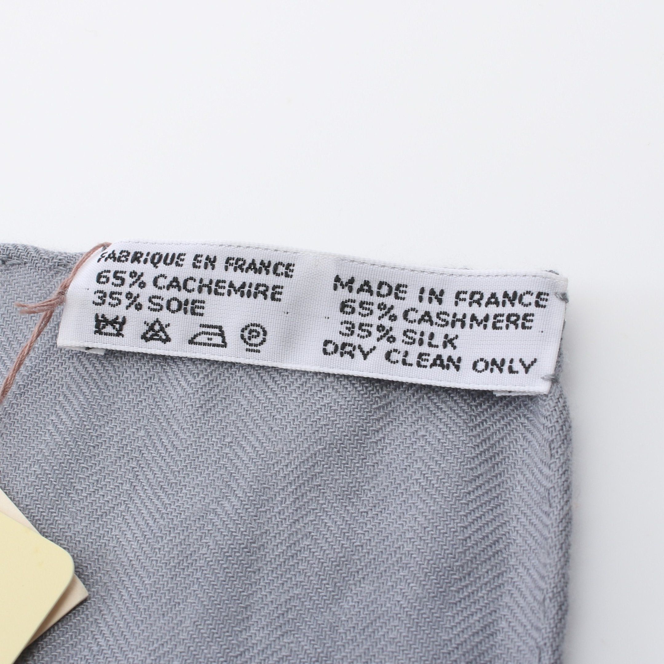Hermes Hermes Carréjean Carres 140 Camails Scarf Shawl Cashmere Silk Light Gray Multicolor Size ONE SIZE - 3 Thumbnail