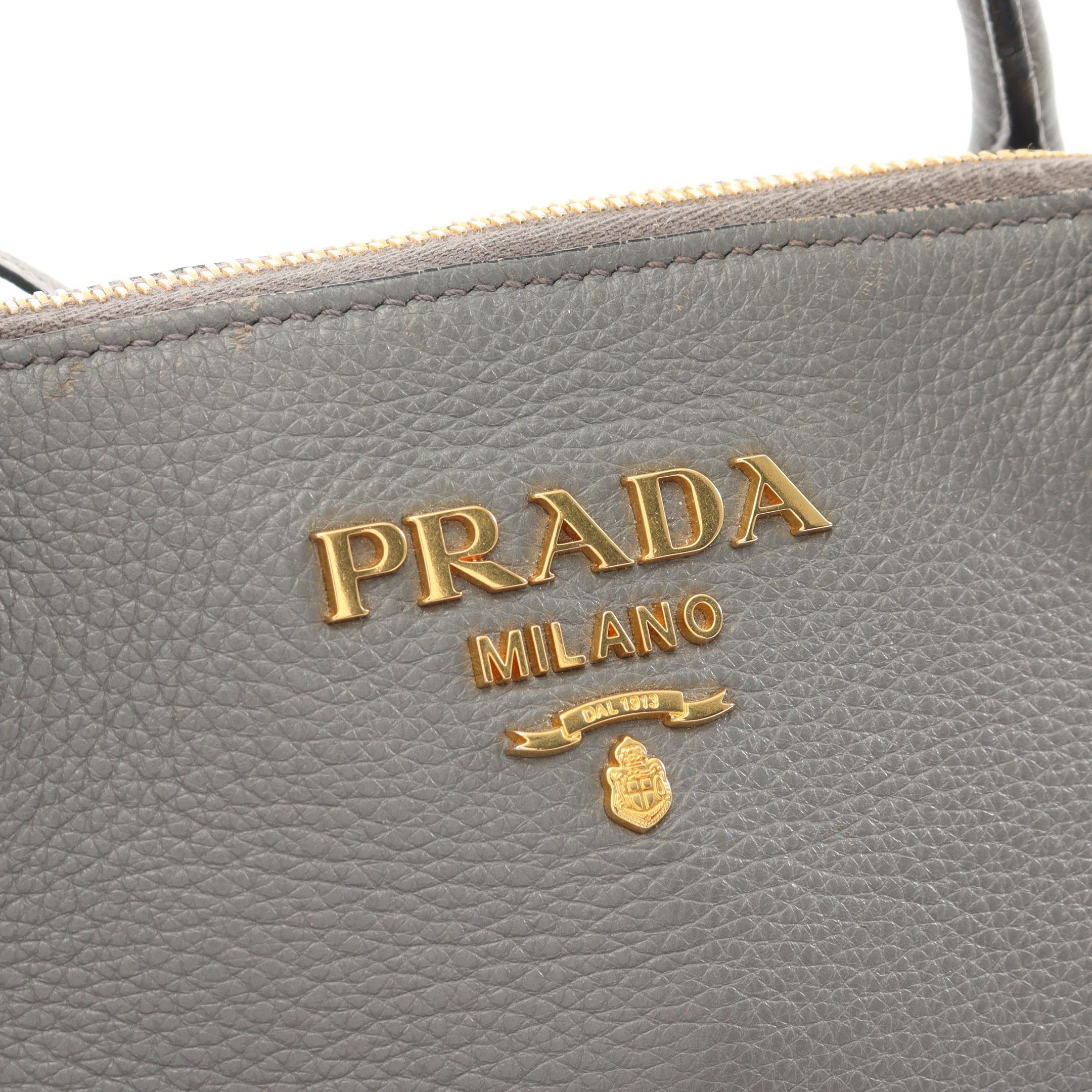 Prada Prada Vit Daino Handbag Leather Gray Size ONE SIZE - 11 Thumbnail