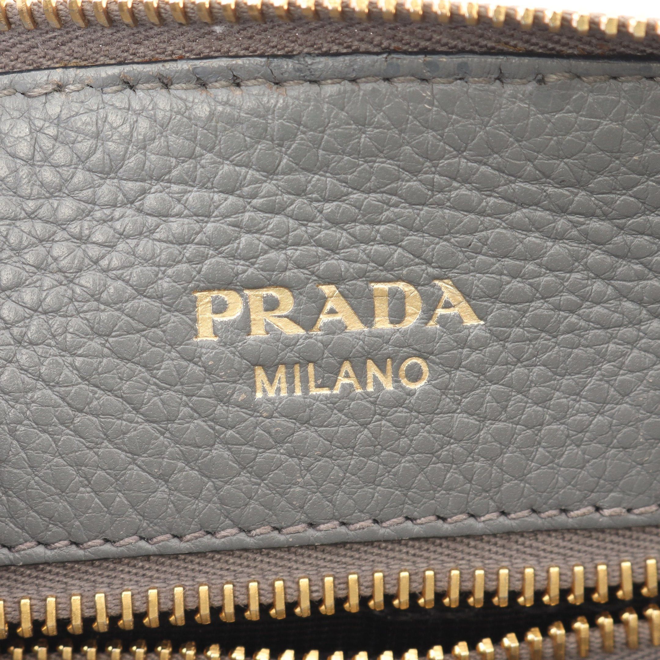 Prada Prada Vit Daino Handbag Leather Gray Size ONE SIZE - 4 Thumbnail