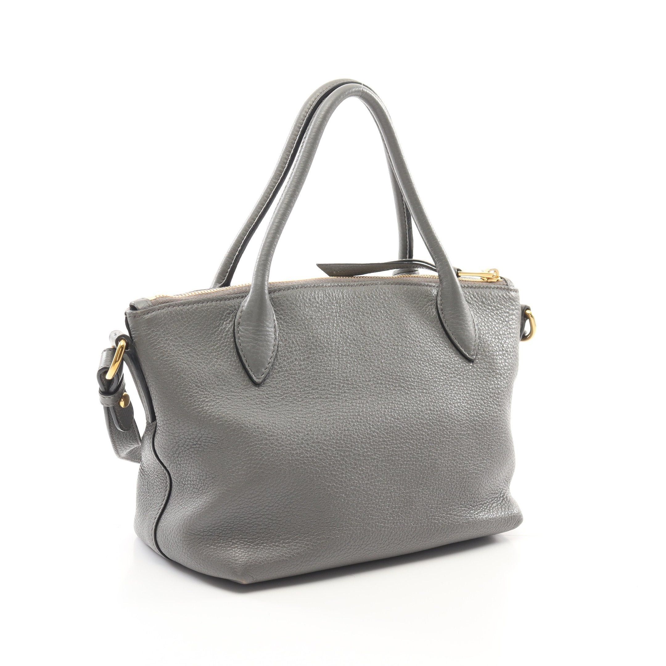 Prada Prada Vit Daino Handbag Leather Gray Size ONE SIZE - 2 Thumbnail