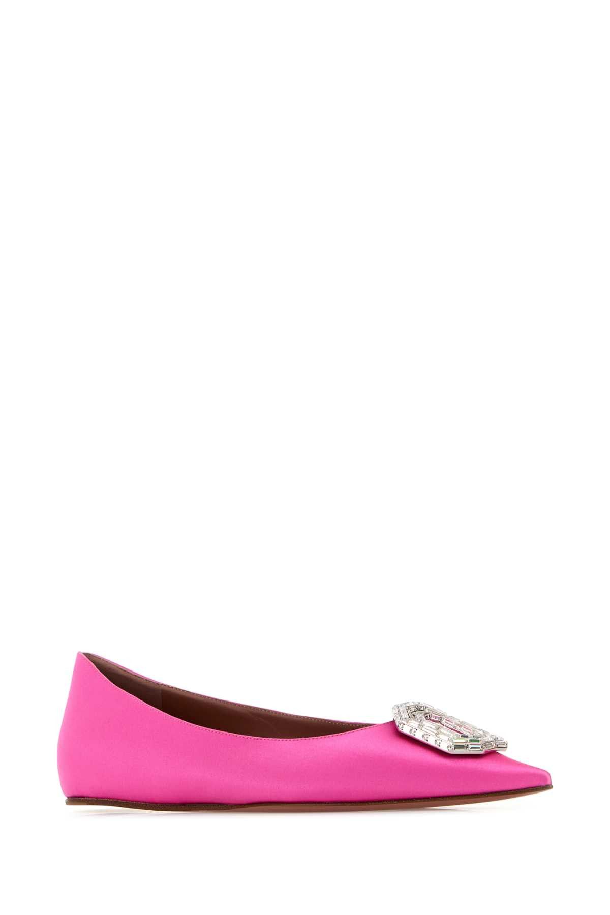 Amina Muaddi Fuchsia Satin Camelia Ballerinas Size US 6 / IT 36 - 2 Thumbnail