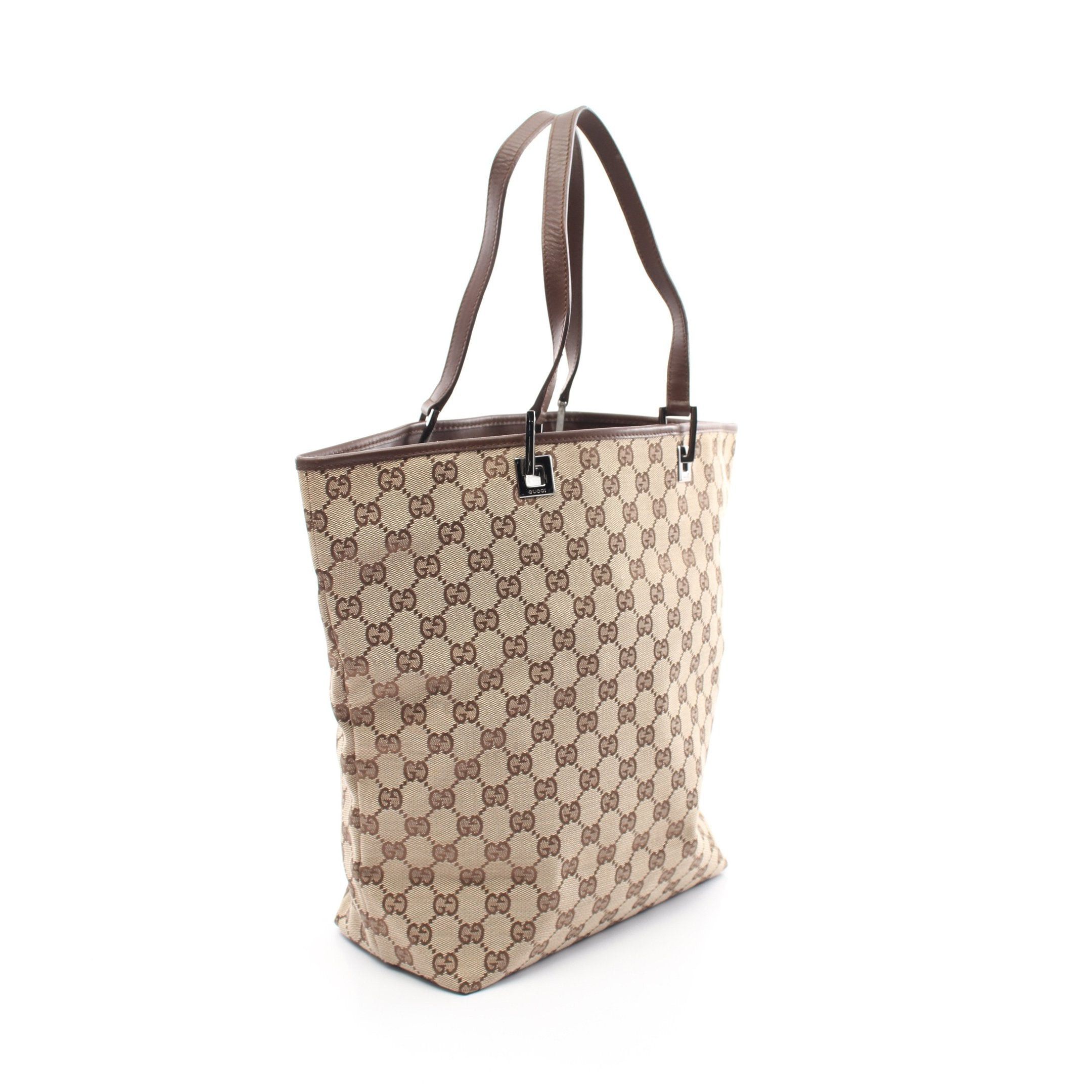 Gucci Gucci Gg Canvas Shoulder Bag Tote Leather Beige Dark Brown Size ONE SIZE - 2 Thumbnail